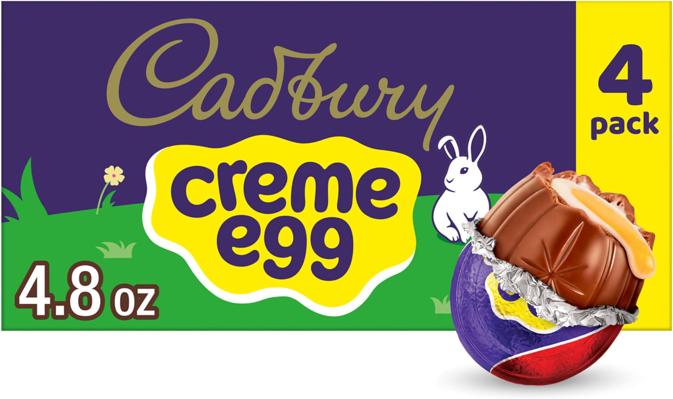 CREME EGG Chocolate with Fondant, Easter Candy Eggs, 1.2 oz (4 Count)