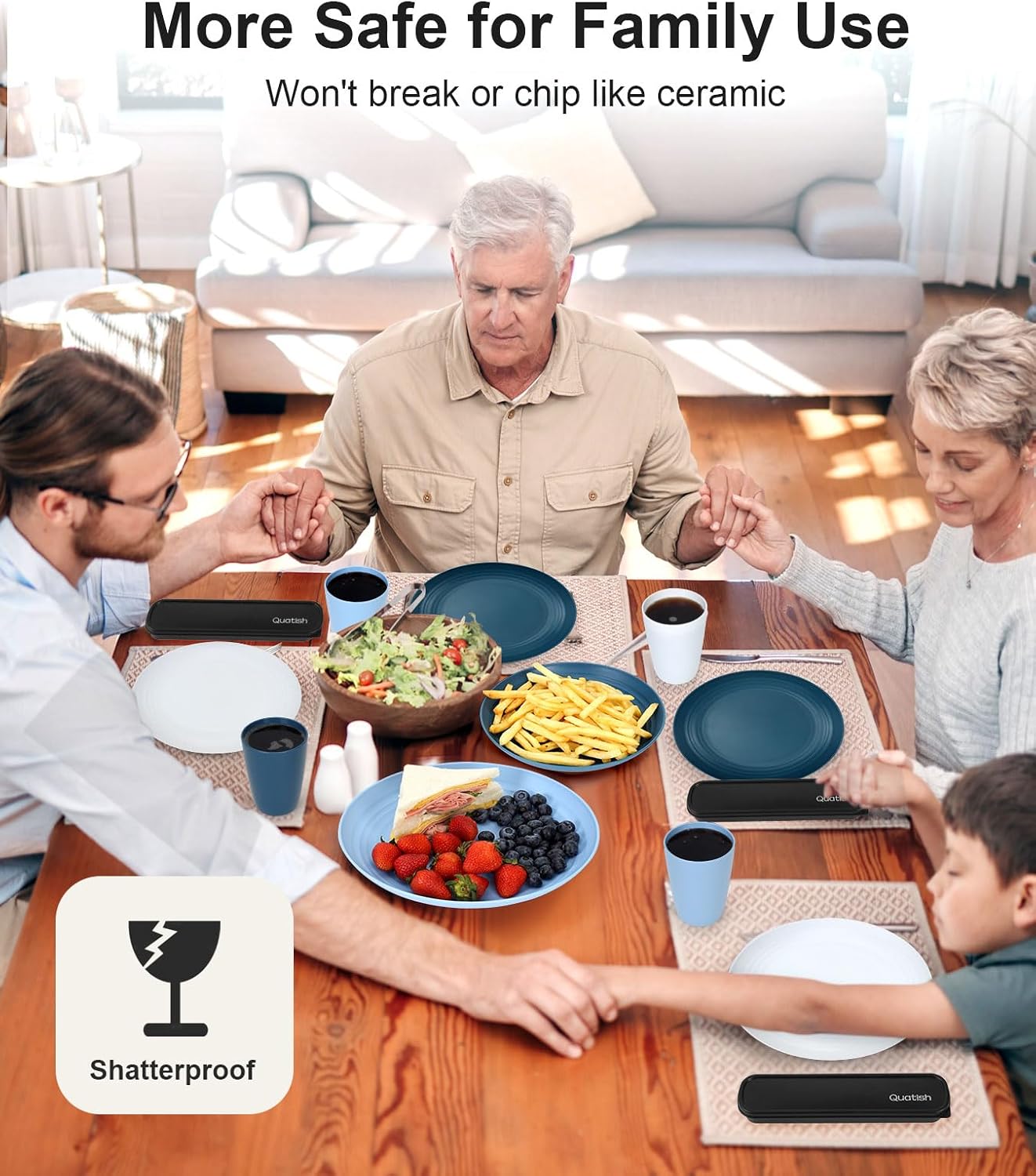 32 Piece Plates and Bowls Sets for 8, Unbreakable Dinnerware Sets,