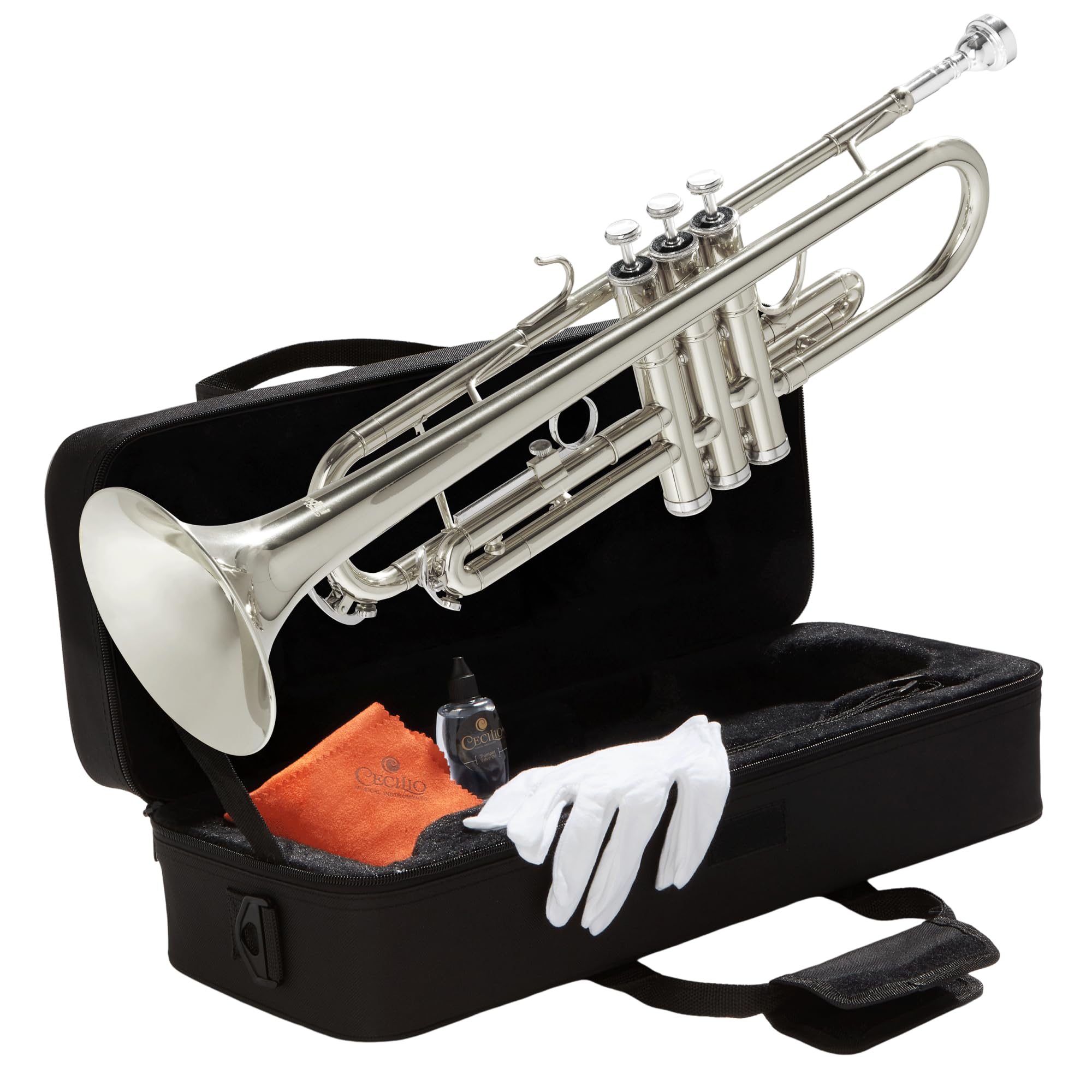 Mendini By Cecilio Bb Standard Trumpet Set for Beginners - Nickel