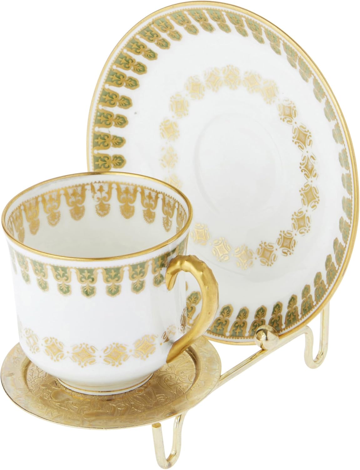 Bard's Ornate Shiny Gold-toned Cup and Saucer Stand, 3" H x 2.75" W x 4" D, Pack of 2