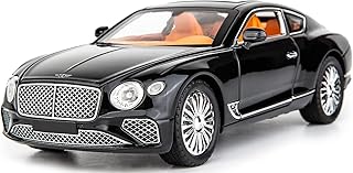 TOYS LAND 1:24 Scale Diecast Metal Toy Car, Pull Back Modern Model Vehicle with Openable Doors, Sound and Light Simulation, Zinc Alloy Collectible Car, Ideal Gift for Adults Kids Boys Girls (Black)