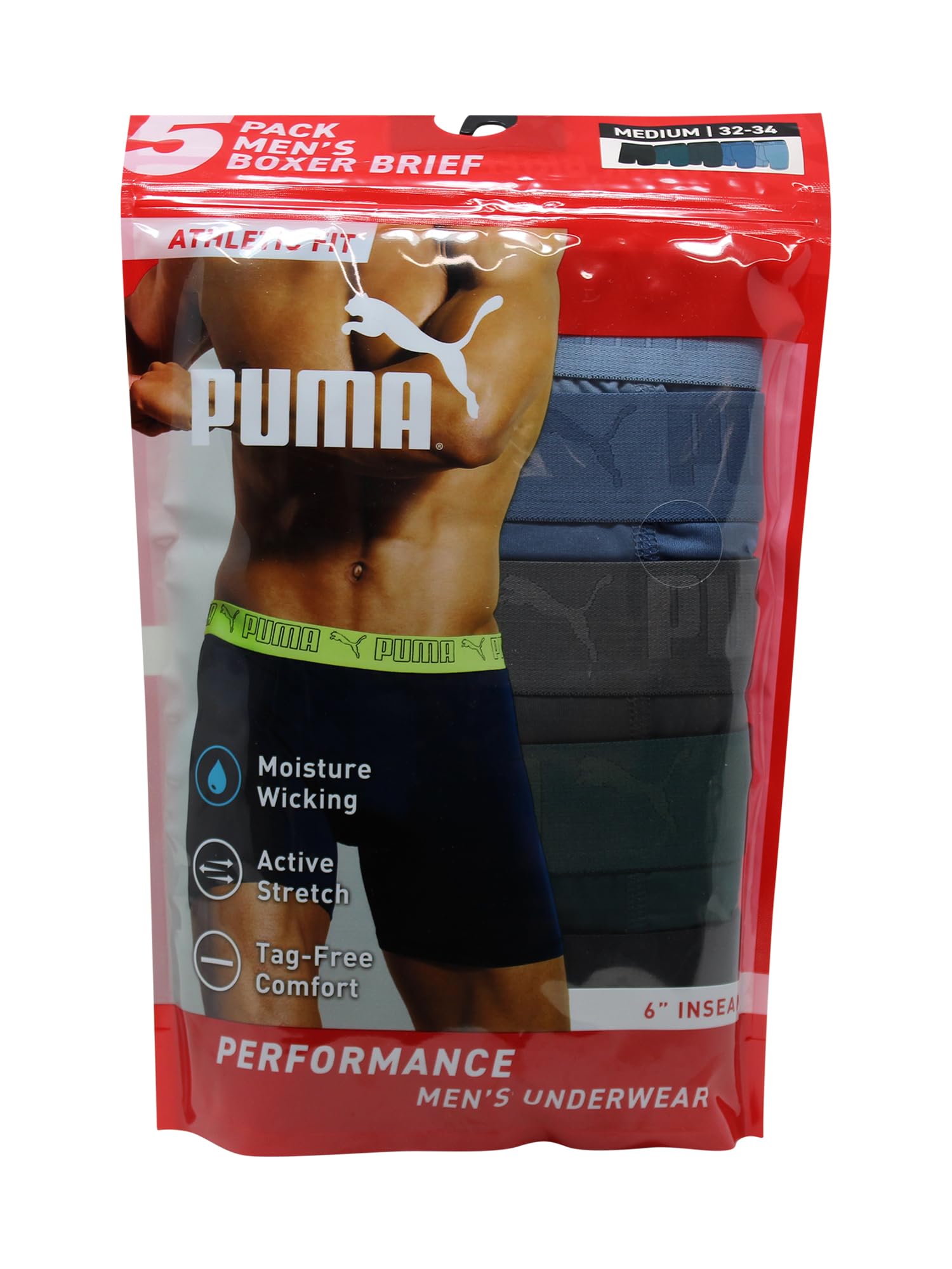 Puma 5 Pack Performance Boxer Briefs Boxer Corti Uomo