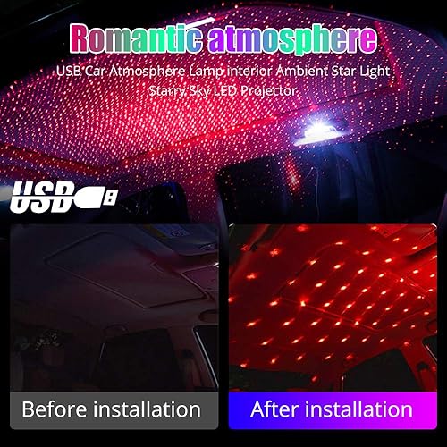 Miniatura 3 de HONLEEX - Proyector USB de luz nocturna para techo, LED, compacto, rojo, paquete de 1