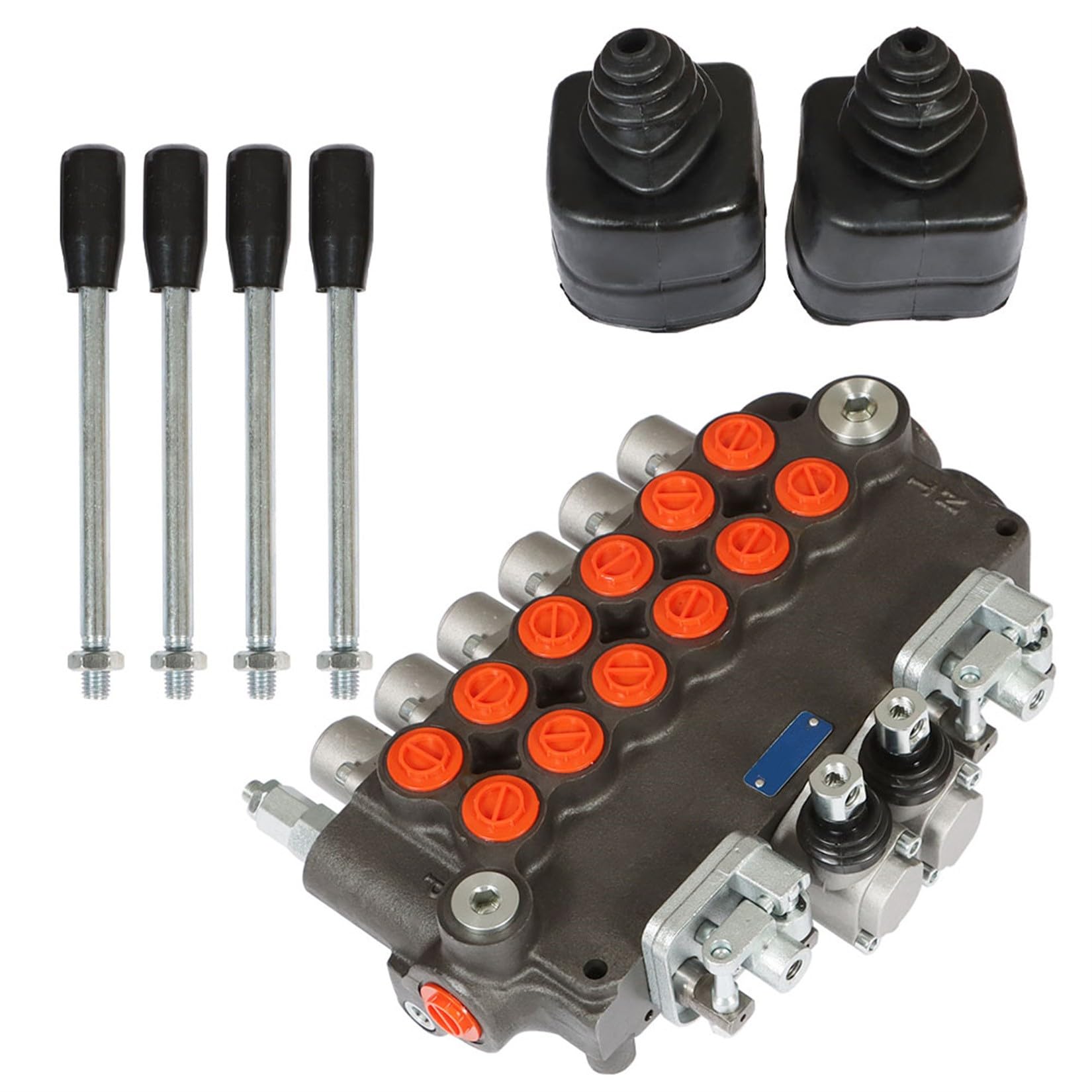 Distributeur hydraulique à Double Effet, 6 tiroirs, 21 GPM, 3625 PSI, Ports SAE, pour Petits tracteurs, tracteurs, chargeuses et fendeuses de bûches.