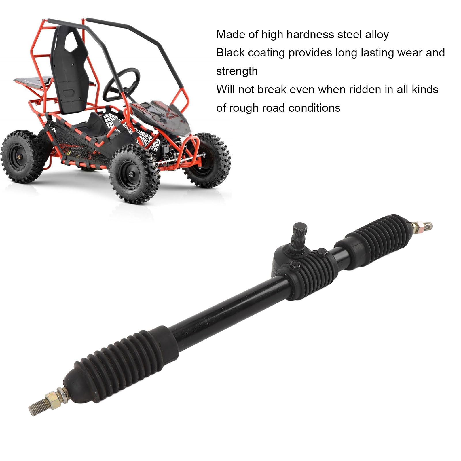Albero di Sterzo a stabilità Impoverita 30T 490mm Black Rivestito Adatto per Veicoli Go-Kart-Atv Offroad