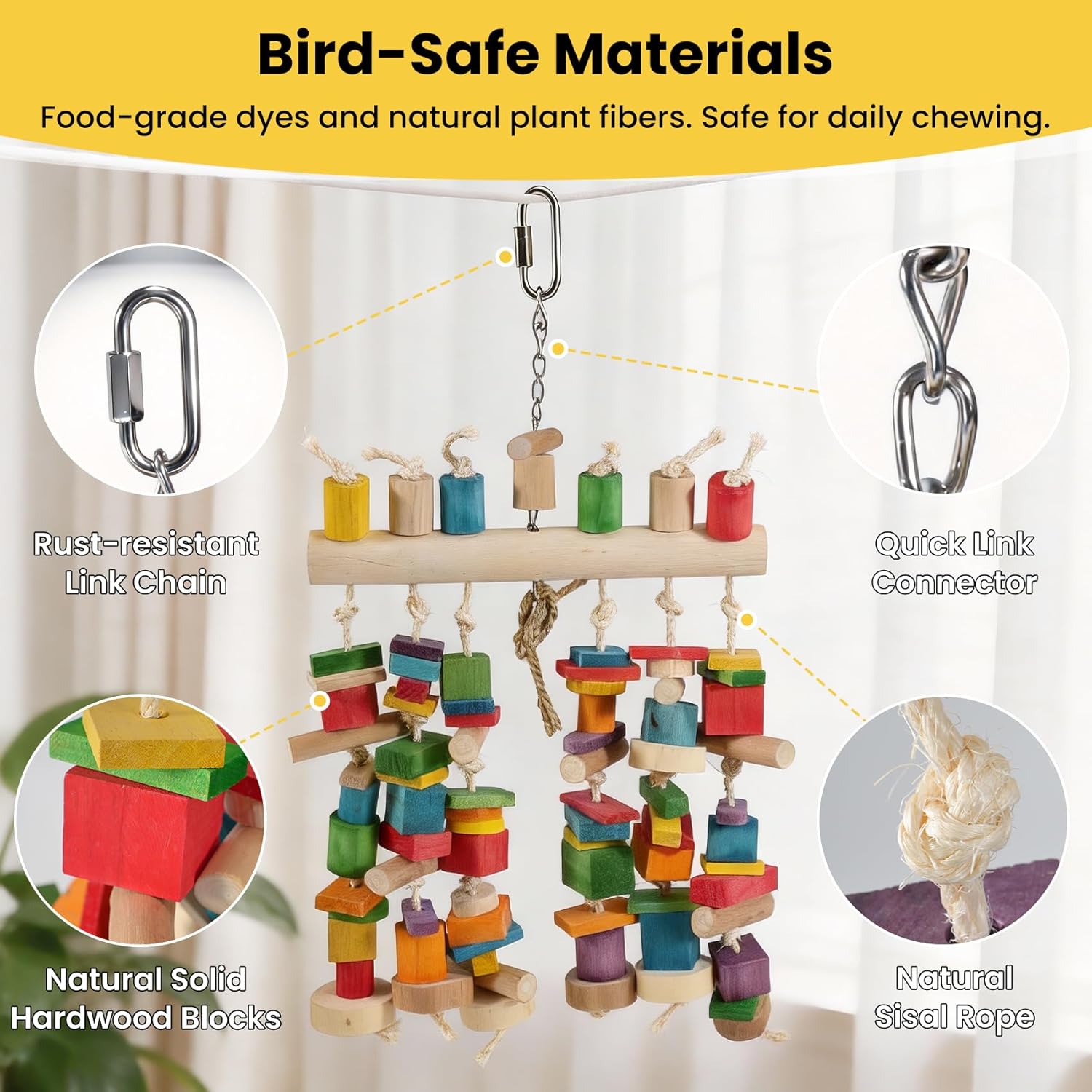 4lb Heavy-Duty Bird Toys for Large Parrots - 21.6" Giant Bird Chew Toy for Macaws & Cockatoos, X-Large Shredding Parrot Toys for Aggressive Chewers, Beak Health