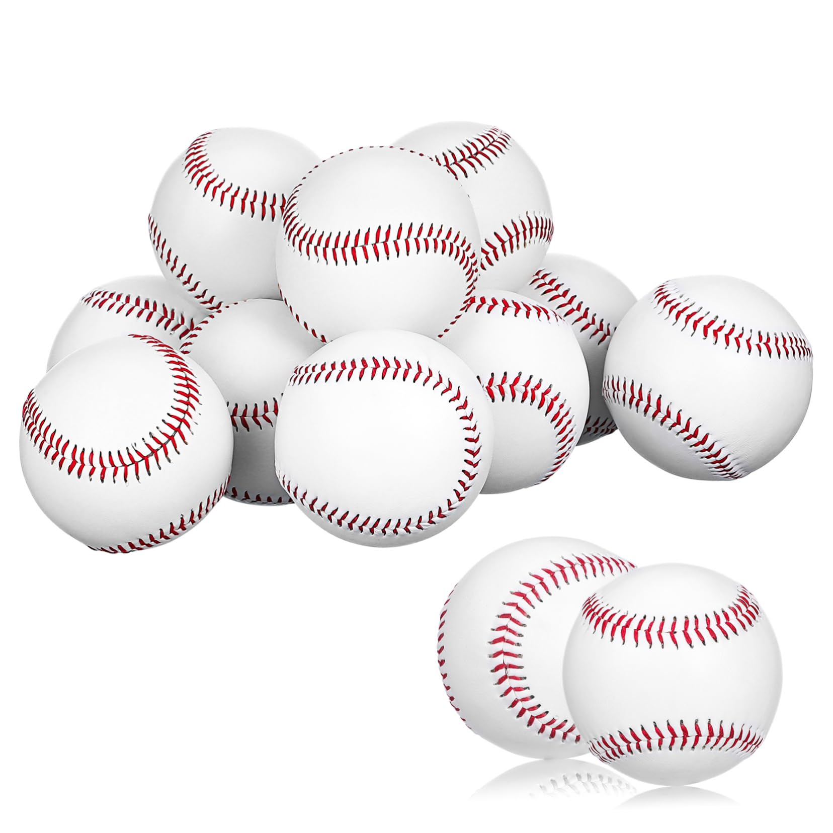KOMBIUDA 12 Balones de Béisbol de Entrenamiento, PVC y Virutas de Madera, Superficie Lisa y Agarre Cómodo, para Principiantes y Práctica de Bateo