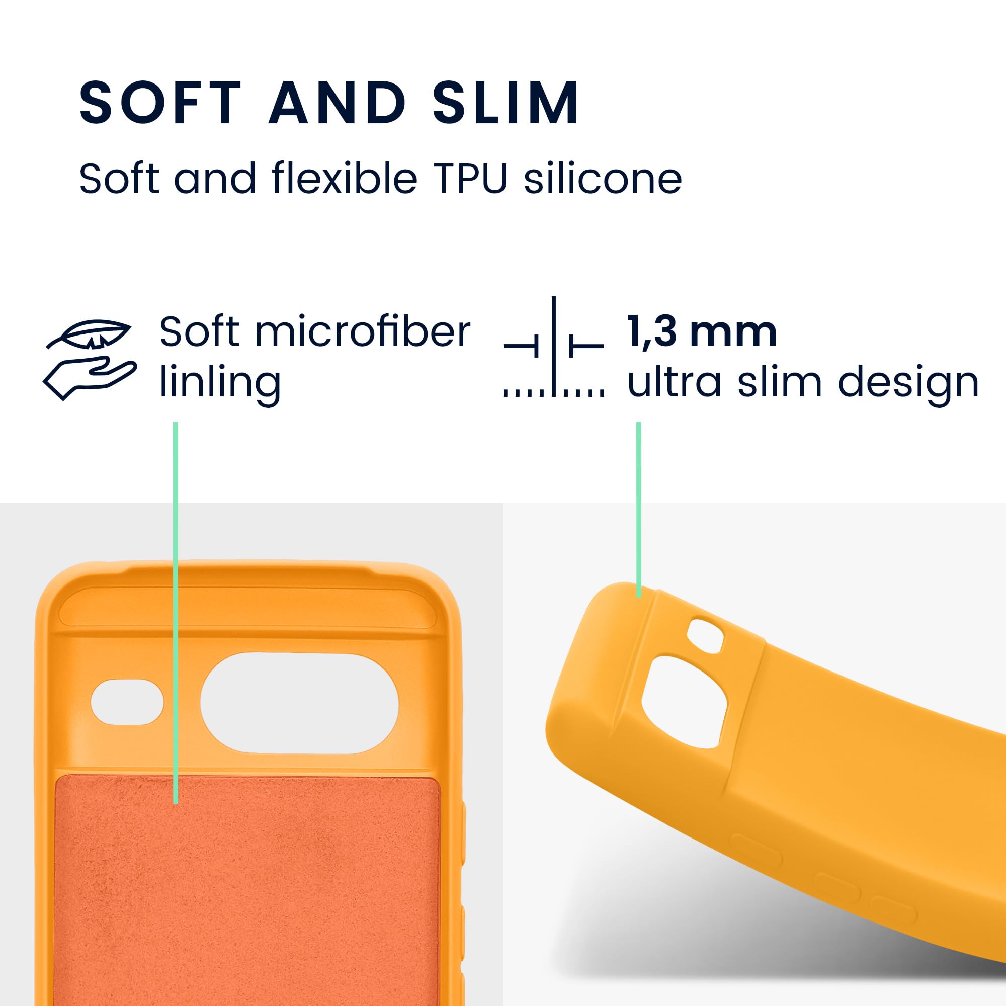 Kwmobile Custodia In Silicone TPU Per Google Pixel 4 - Cover Gommata Morbida, Colore Arancia Fruttata, Antiscivolo E Antiurto - 2
