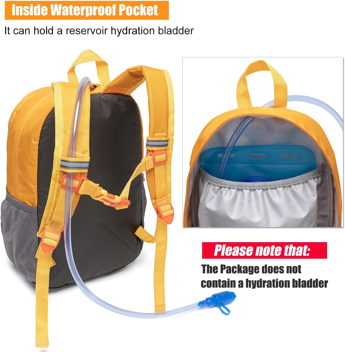 Small Hiking Backpack for Kids Boys or Girls, Ages 3-6, Fit Outdoor Sport Adventure (Yellow, Small)