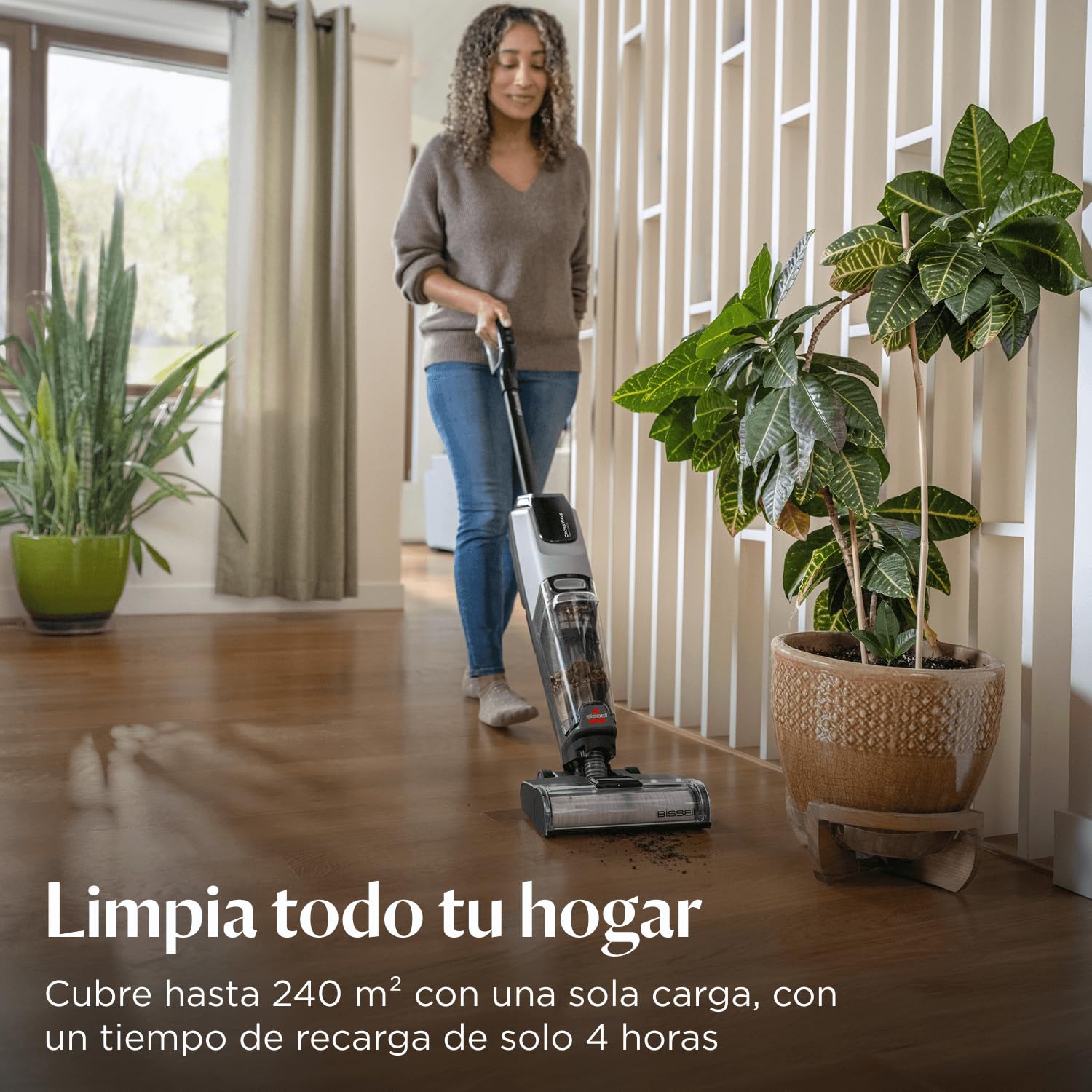 Bissell CrossWave OmniForce, Aspiradora de Mano Sin Cable, Aspirado y Mopa al Mismo Tiempo o Solo Modo Aspirado, Escoba Vertical Potente, Vacuum Cleaner de Agua, 240m² Limpieza Multisuperficie, 3912N