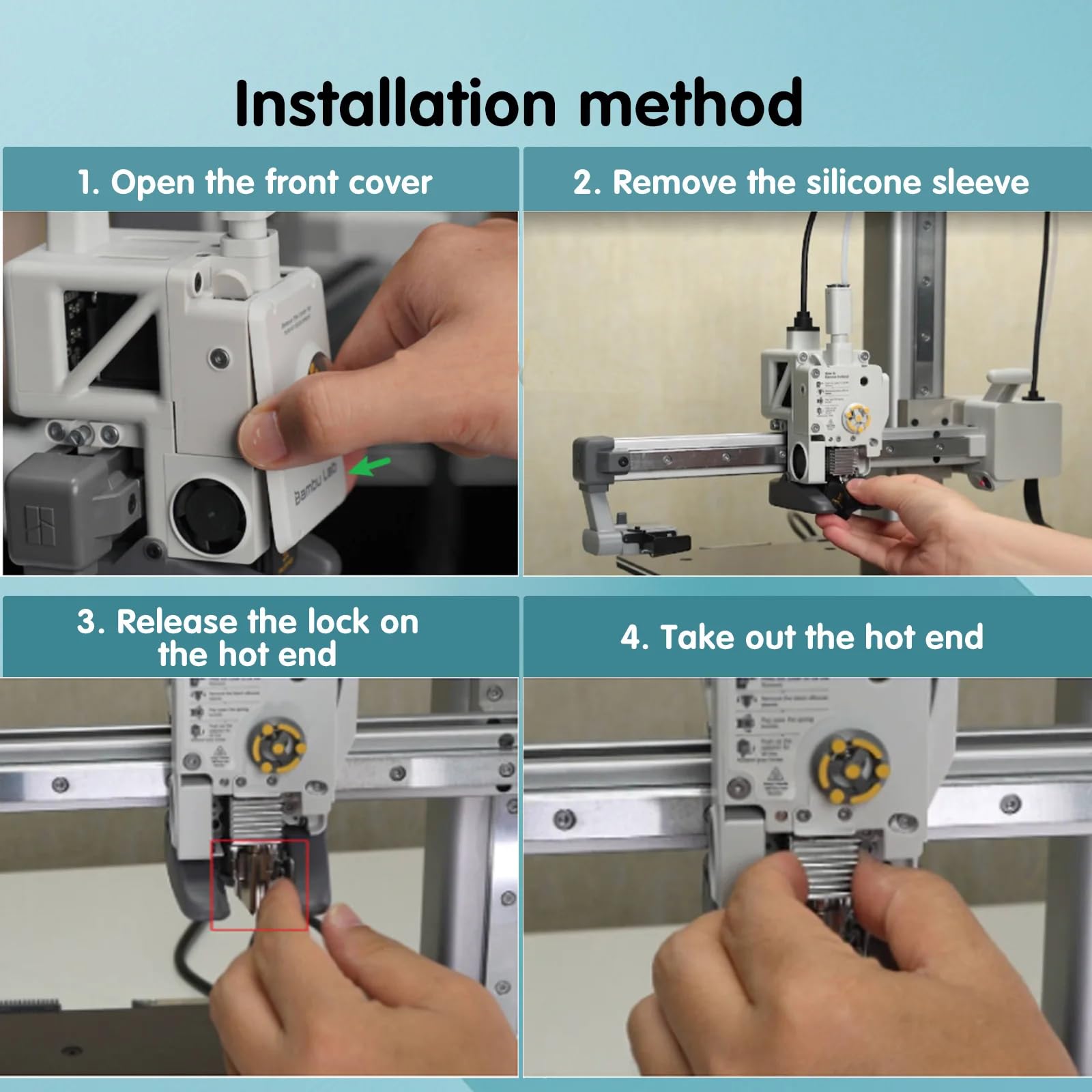 JOYSOG A1 Mini Hotend Kit, 0.2MM/0.4MM/0.6MM/0.8MM 3D Printer Hardened Steel Nozzle Hot End Kit for Bambu Lab A1 Mini 3D Printer Accessories (0.4MM)