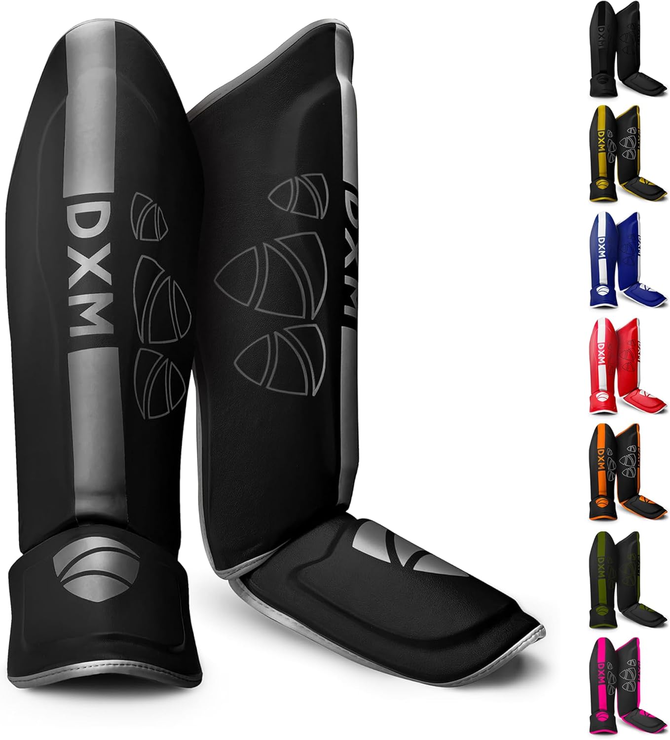 DXM SPORTS Martial Arts Shin Guards Kickboxing Leg Guards with Instep Protection for for Muay Thai, Boxing, MMA, Karate, Taekwondo, Sparring, Training, MMA Equipment
