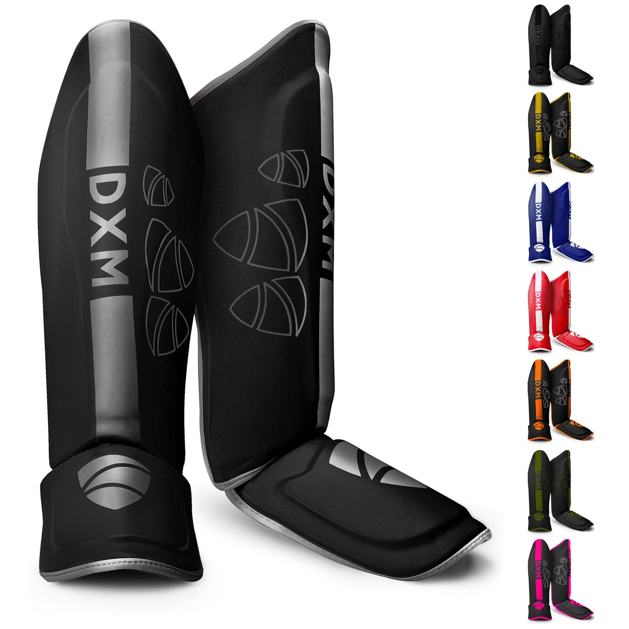 DXM SPORTS Martial Arts Shin Guards Kickboxing Leg Guards with Instep Protection for for Muay Thai, Boxing, MMA, Karate, Taekwondo, Sparring, Training