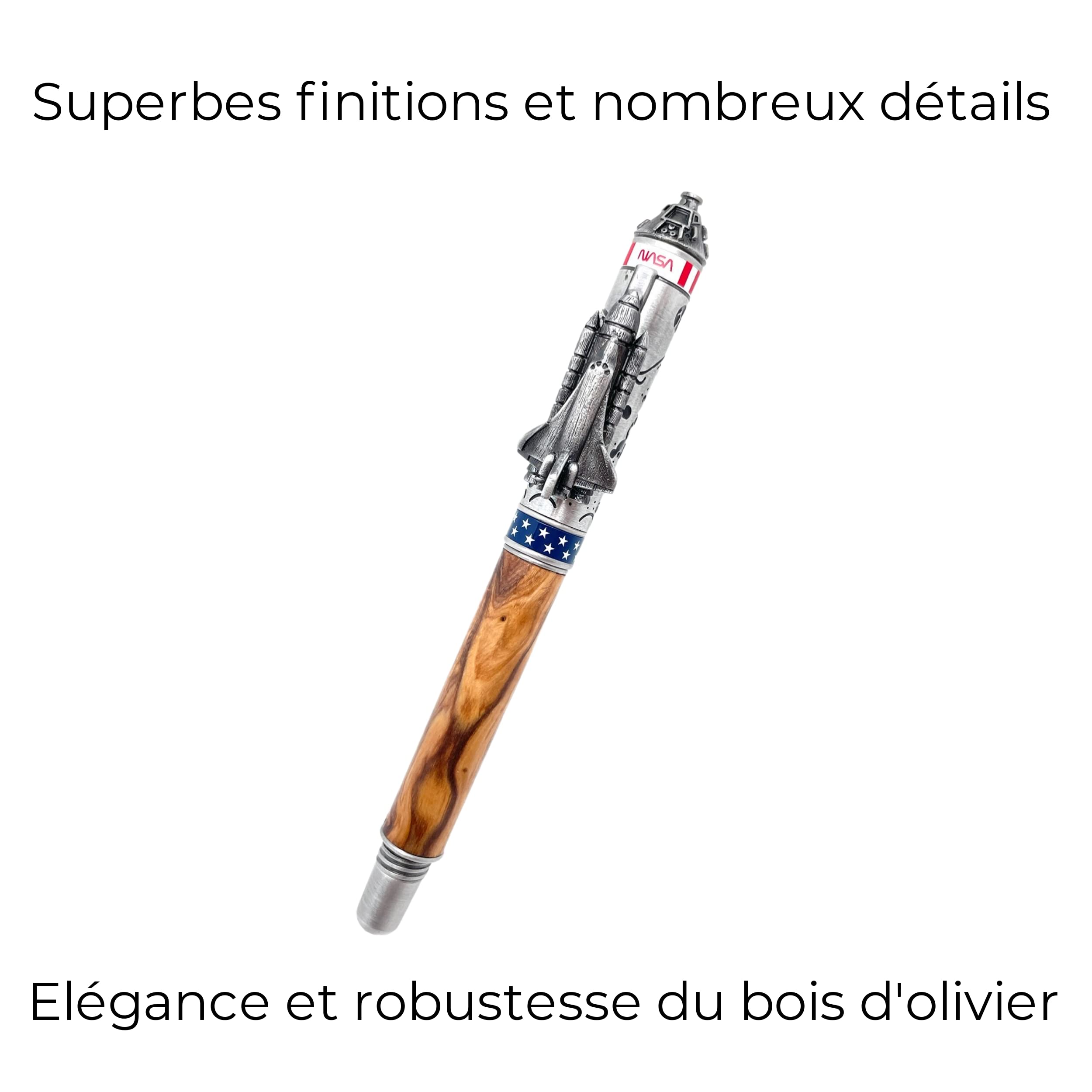 Bolígrafo personalizado | NASA | de madera con nombre, nombre, texto, personalizable grabado láser, idea original y única, hecha a mano, caja de regalo para hombre y mujer