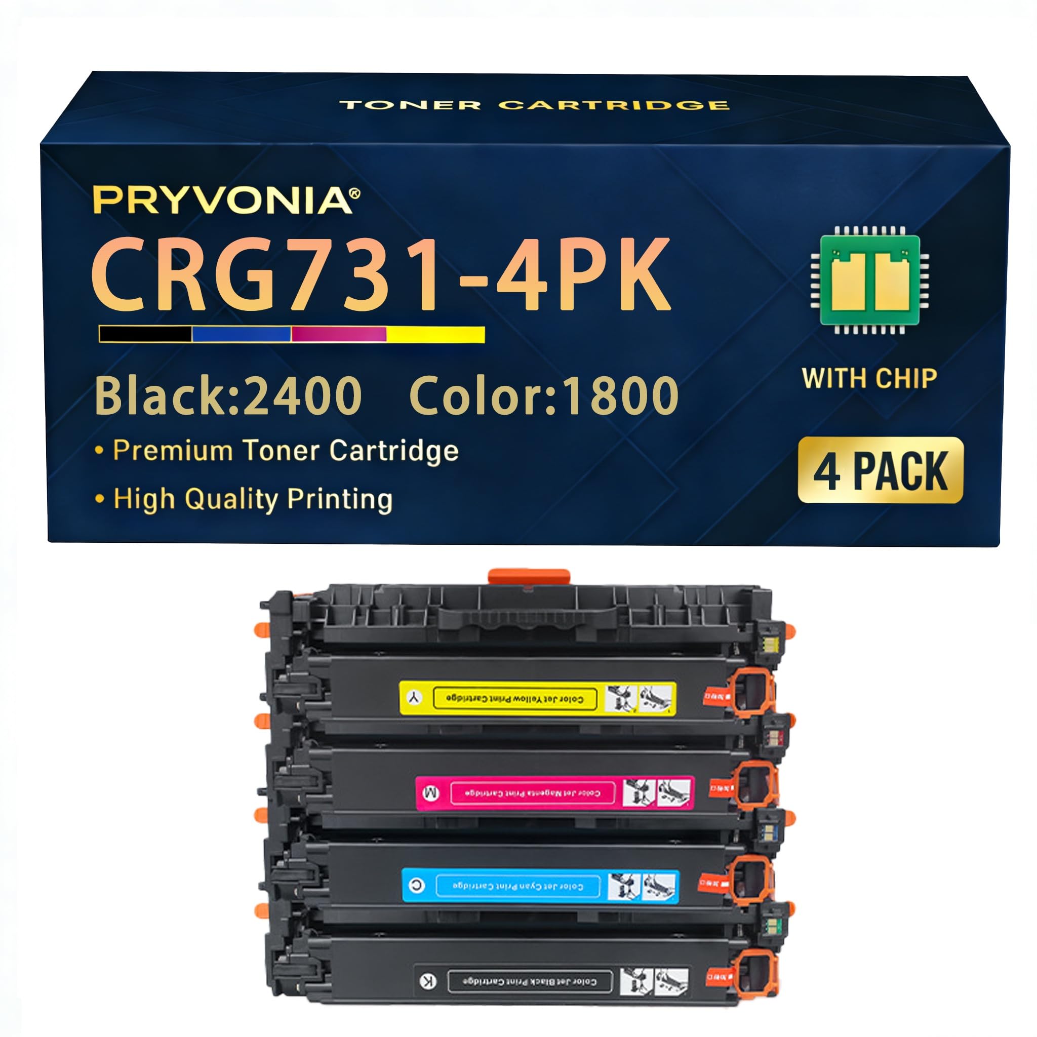 CRG731 Lot de cartouches de toner compatibles pour Canon i-SENSYS LBP7100 LBP7100Cn LBP7110 LBP7110Cw MF8200 MF8230Cn MF8280Cw MF620C MF623Cn MF628Cw Remplace CRG-7311 Lot de 4 noir/cyan/ma