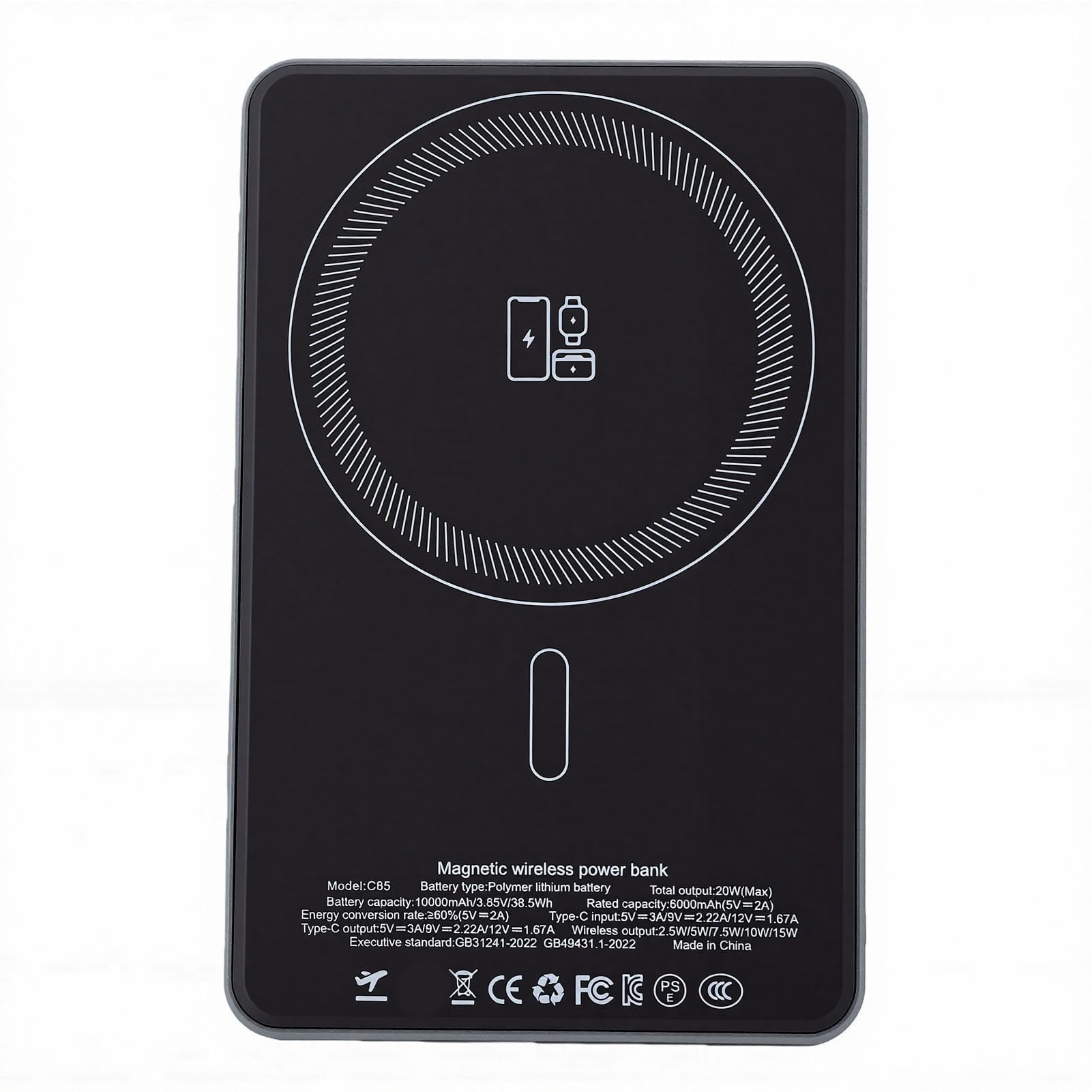 Jectse Magnetische Kabellose Powerbank – 3-in-1-Ladegerät mit Integriertem Standfuß und LCD-Display für -Serien 12 Bis 17, 10.000 MAh, 20 W Schnellladefunktion (Grey)