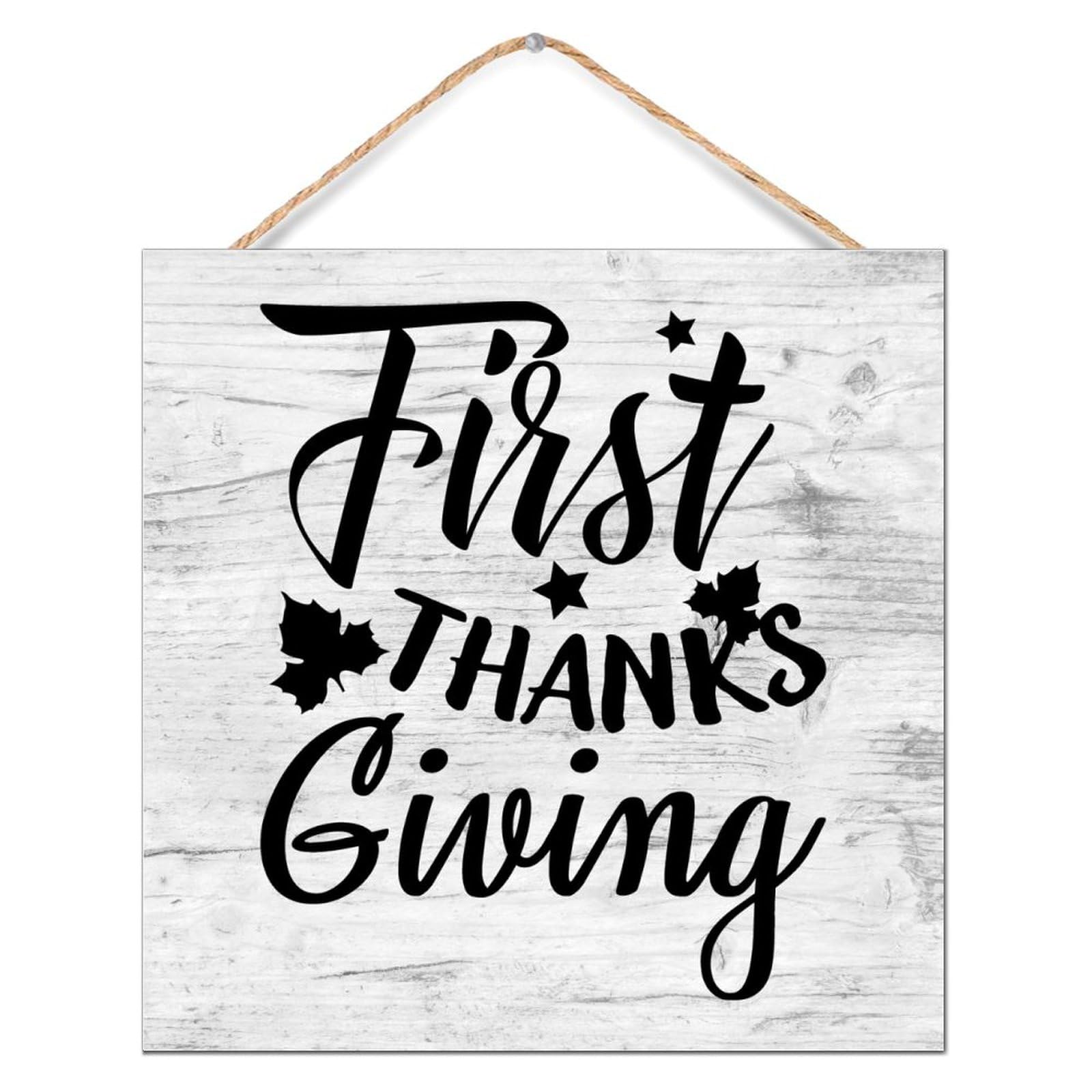 Panneau bois de ferme First Thanksgiving décoration murale 30cm