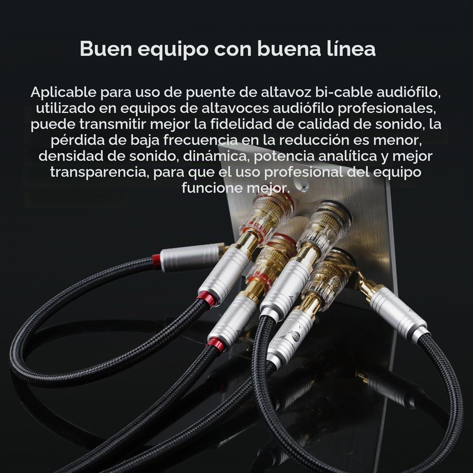 BOAACOUSTIC JIB Serie HI-FI BiWire Jumpers, Cable jumper para altavoz, Cobre de alta pureza Banana a Spade Cable de puente para altavoz - 4 cables/set