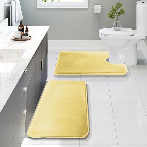 Miniatura 117 de Clara Clark - Tapetes para baño de espuma viscoelástica, terciopelo y felpa ultra suave, antideslizantes, lavables a máquina y de secado rápido,