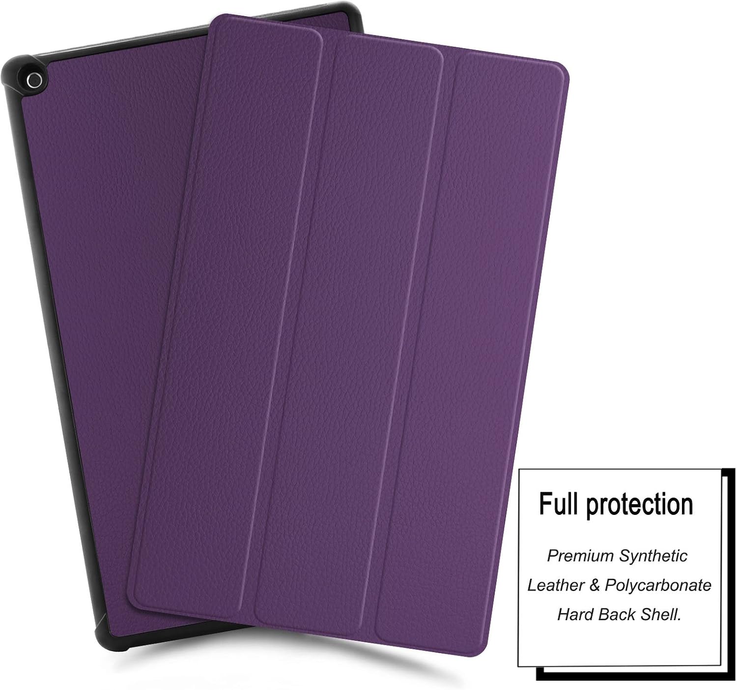 Infiland All-New Fire HD 10 2017 Case - Tri-Fold Ultra Slim Stand Smart Case Cover with Auto Sleep/Wake for All-New Amazon Fire HD 10 (7th Generation, 2017 Release), Purple