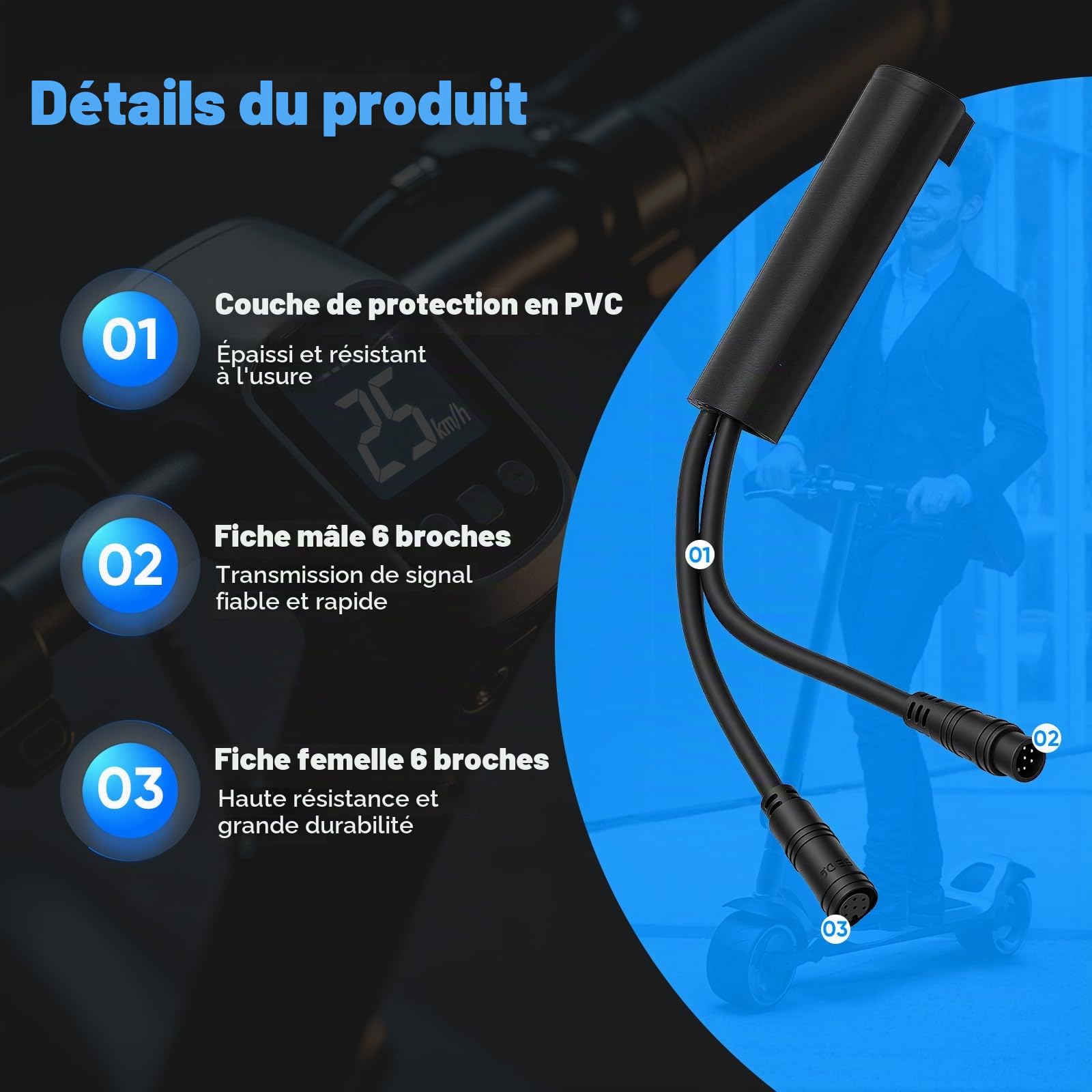 Puce De Réglage, Câble Déverrouillage pour Trottinette électrique Segway Ninebot ZT3 Pro D Amélioration La Vitesse Jusqu'à 40 Km/H La Vitesse sans Charge Bouton Déverrouillage Rapide