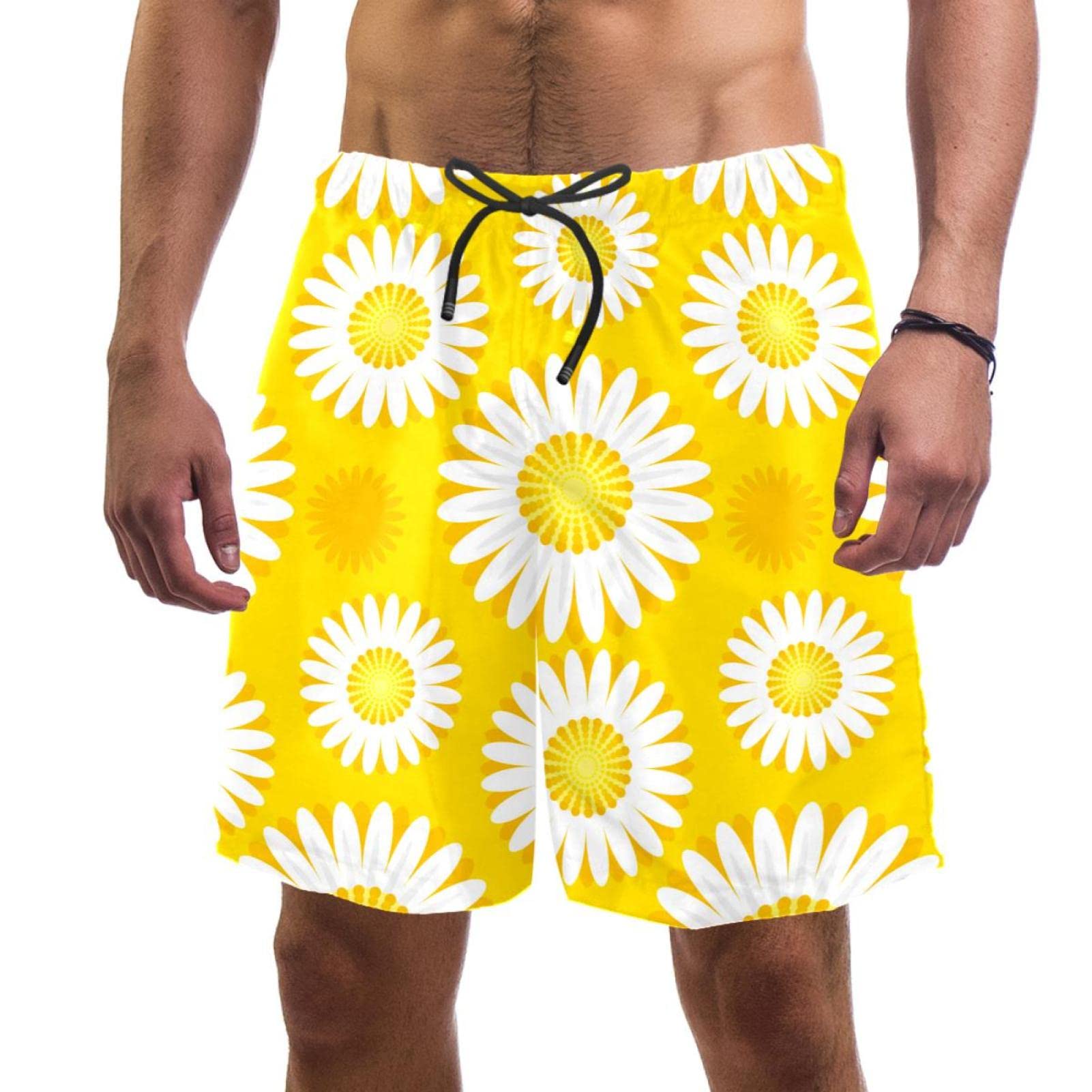 Short de plage HadHfun fleurs blanches et tissu respirant