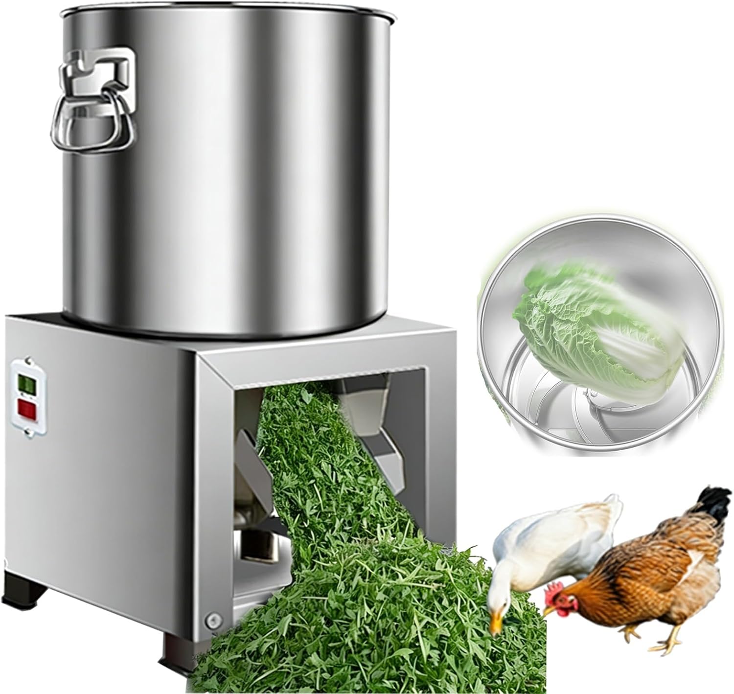 1800W Electric Vegetable Chopper, 3500 RPM Stainless Steel Poultry Feed Slicer, 4 Blades for Fast Dicing, Ideal for Home Cooking & Farm Use