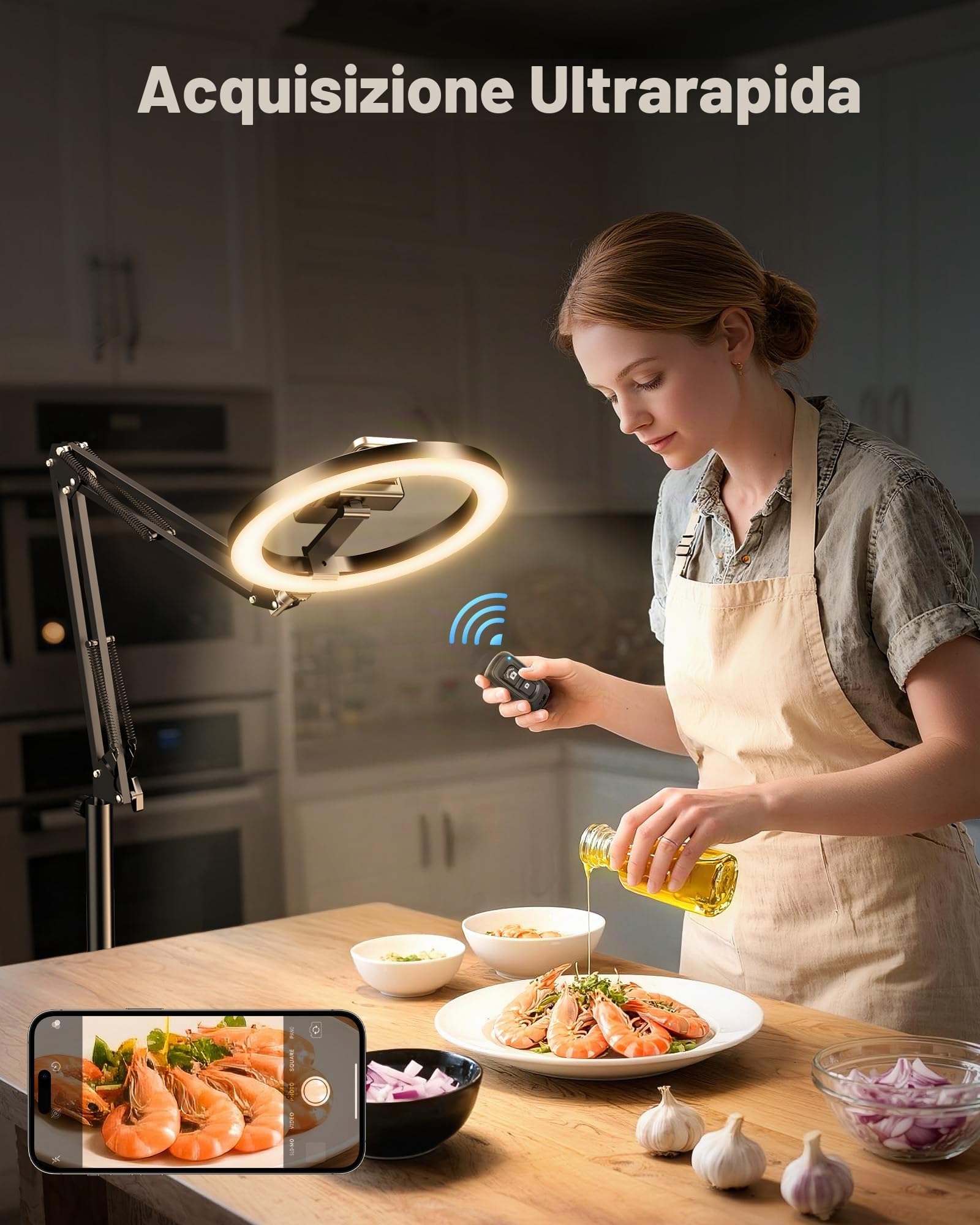 Evershop Luce ad anello flessibile da 70,8", altezza e 360°, con treppiede