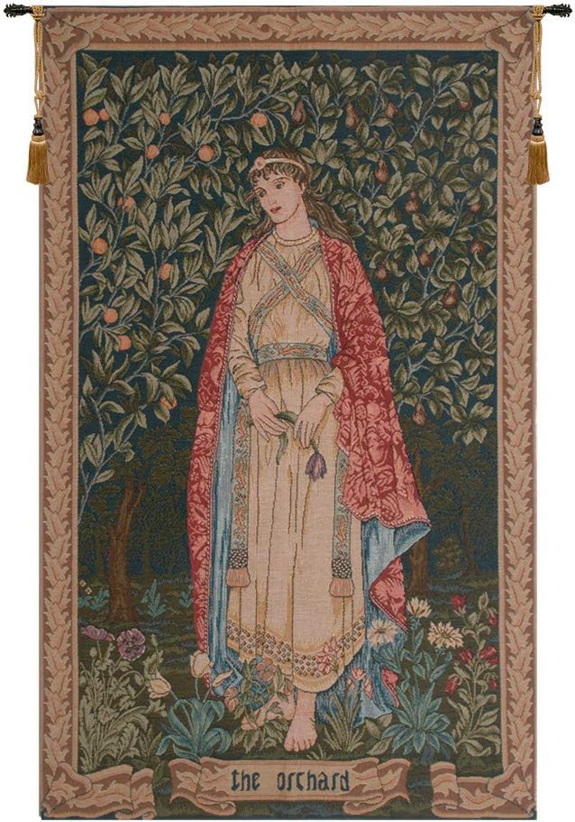 Charlotte Home Furnishings Inc French Boho Tapestry Wall Hanging 29 x 50 in, Pheasant and Doe Aesthetic Woven Wall Art Boho decor for Living Room Home Decor, European Cotton Jacquard Woven