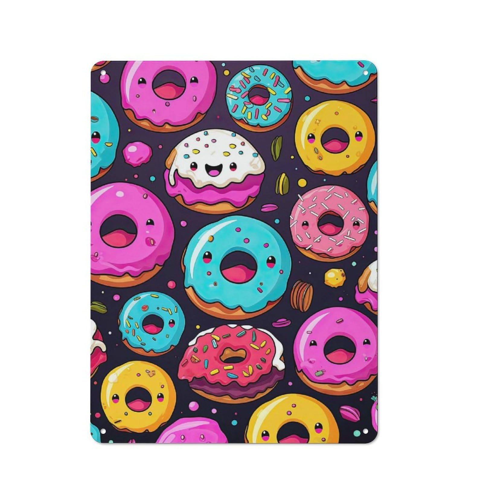 Metal Wall Sign 40x30cm Featuring Go Nuts for Donuts for Garage Or Workshop, Suited to DIY Enthusiasts