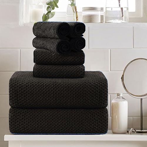 Juego de 8 toallas de baño grandes, color marrón, 2 toallas de baño de gran tamaño, 2 toallas de mano, 4 toallas pequeñas, 600GSM, suaves, altamente