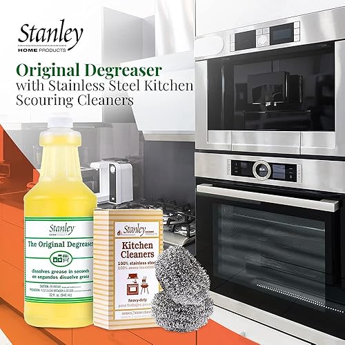 Stanley Home Products Desengrasante original con limpiadores de cocina de acero inoxidable, juego de limpiador multiusos que elimina las manchas de