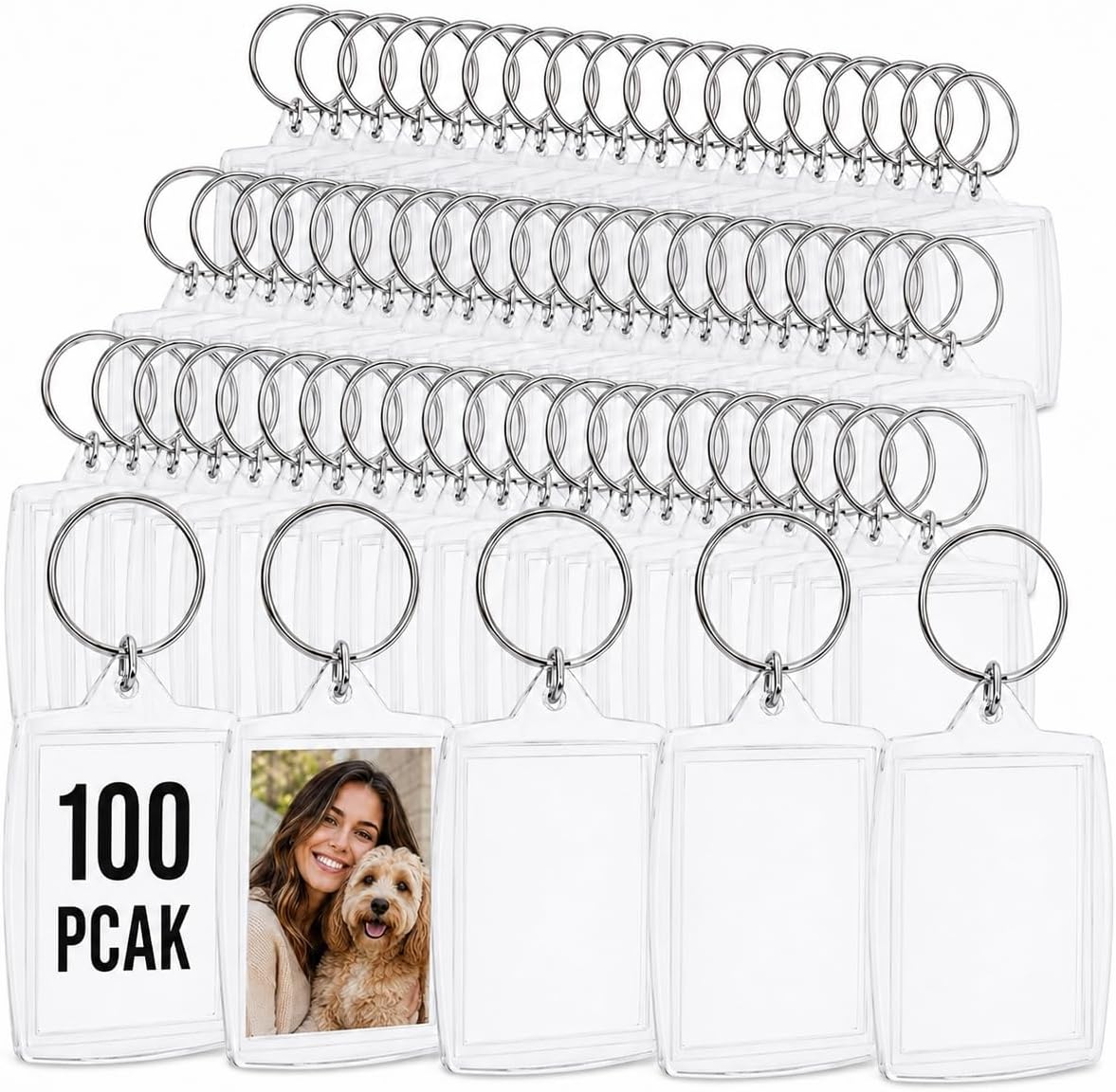 Ciieeo Transparent Blank Insert Photo Frame Keychain Acrylic Key Ring Holder for Diy Custom Photo Logo or Artwork 2.16 X 1.57 X 0.19 in Split Ring Key Holder Gift