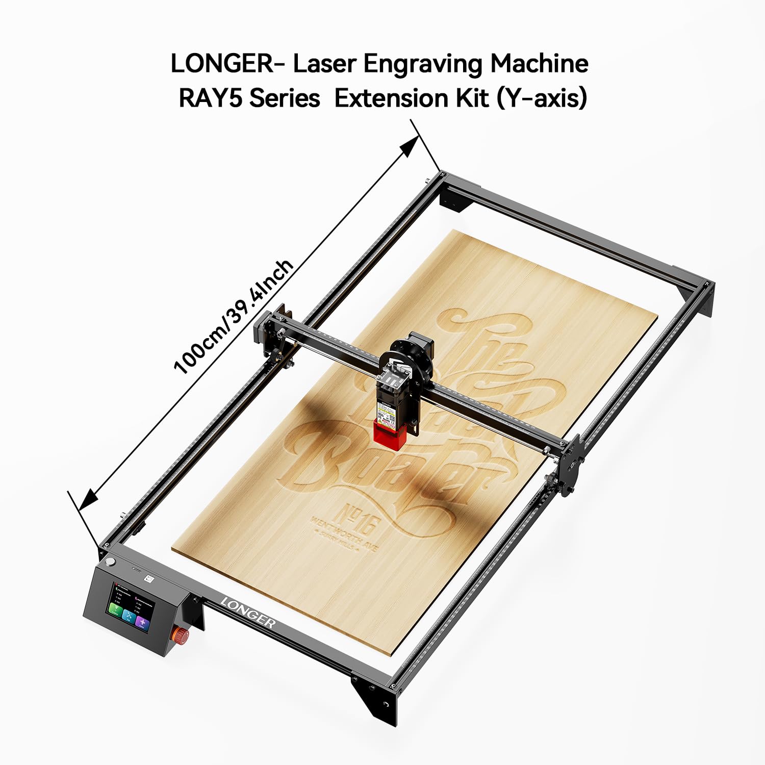 Longer RAY5 20W Laser Engraver with Air Pump and Y-Axis Extension Kit, Expand Working Area to 33.46" x 15.75", 3.5” Color Touch Screen, App Offline Control, DIY Engraver Tool for Metal/Glass/Wood