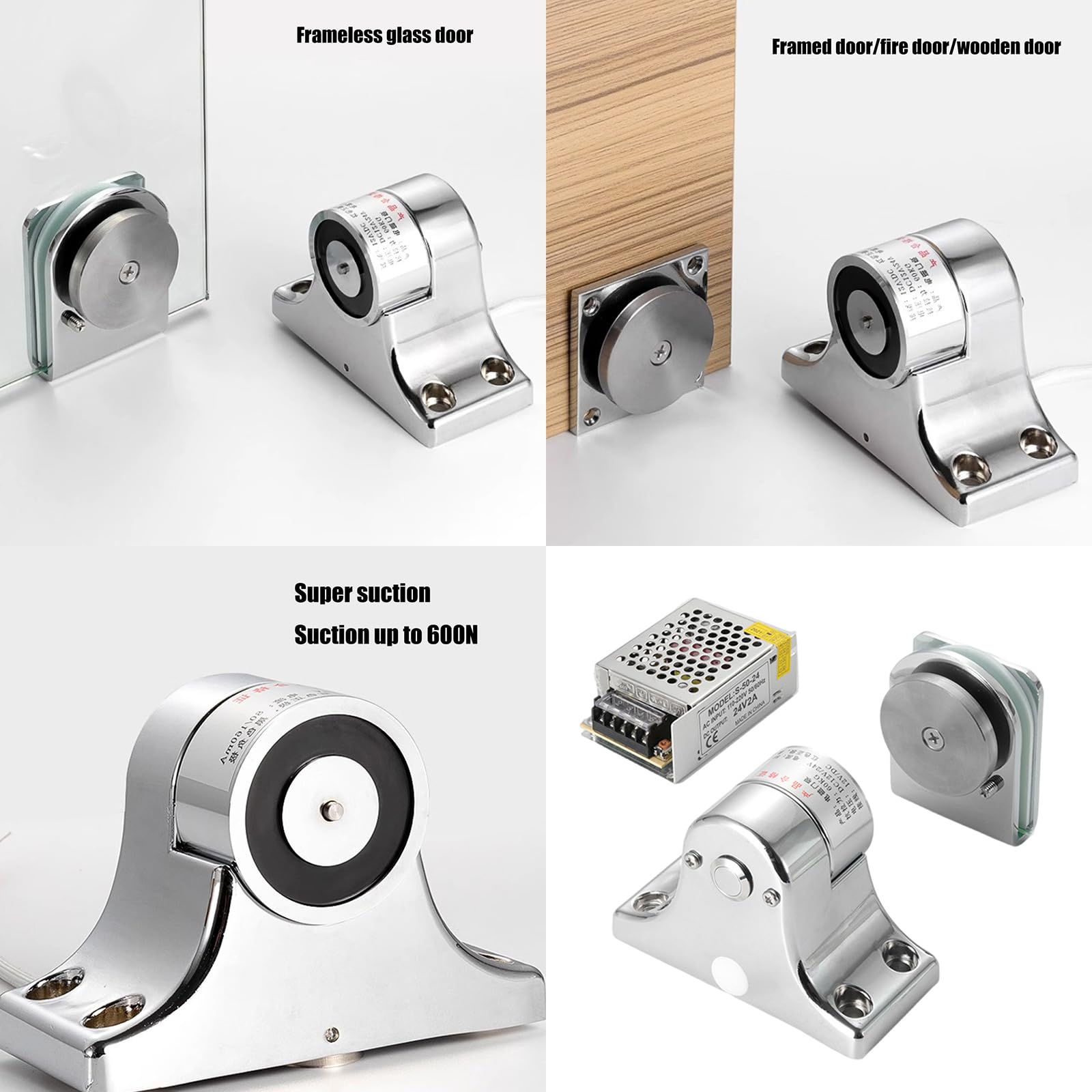 Soportes de puerta electromagnéticos resistentes, cierres de puerta seguros para cierres seguros y fácil instalación, tope de puerta para uso doméstico y de oficina
