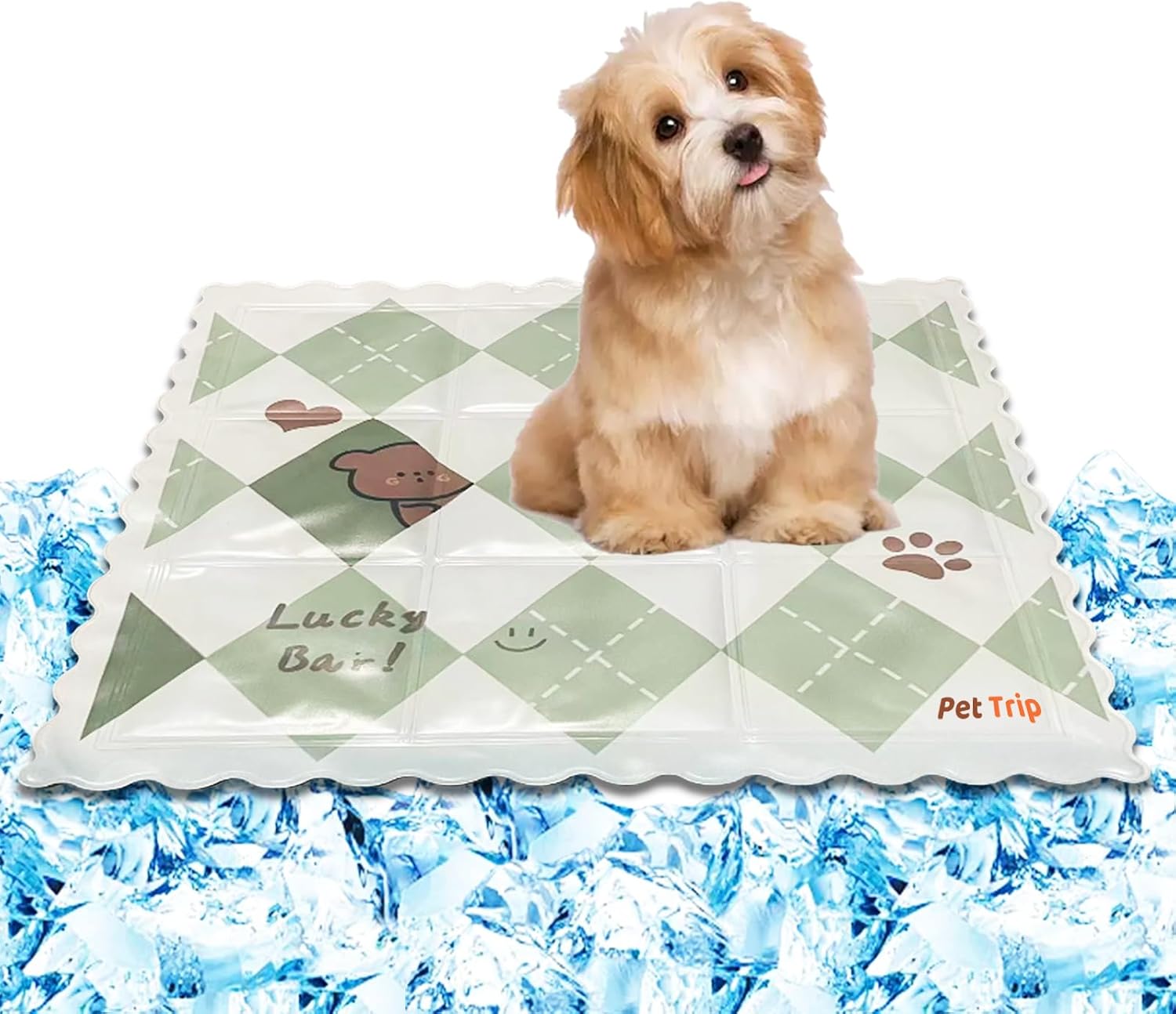 PetTrip Pet Cooling Mat & Sleeping Pad, Self Cooling, Easy Carry, Non-Toxic Gel Cooling Pad for Dogs Cats, Long-Lasting Coolness to Beat The Summer Heat – Size 13.78″ x 13.78″ (Green)