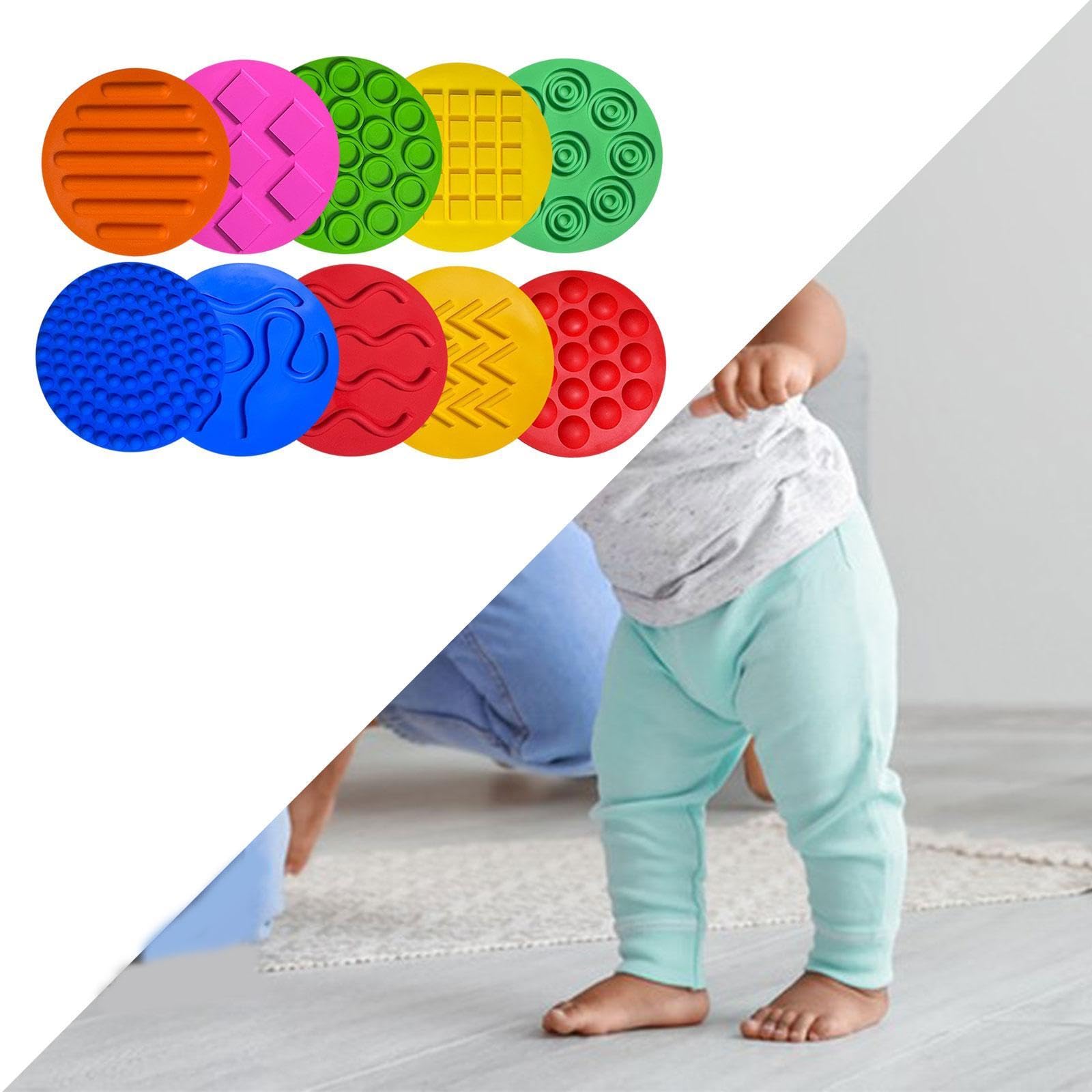 10 Stück Sensory Mat Sensorikpads Kreisscheiben Touchmatten Spielplatten für Lernfördernde Aktivitäten für Kinder Kindergarten Vorschulgruppe