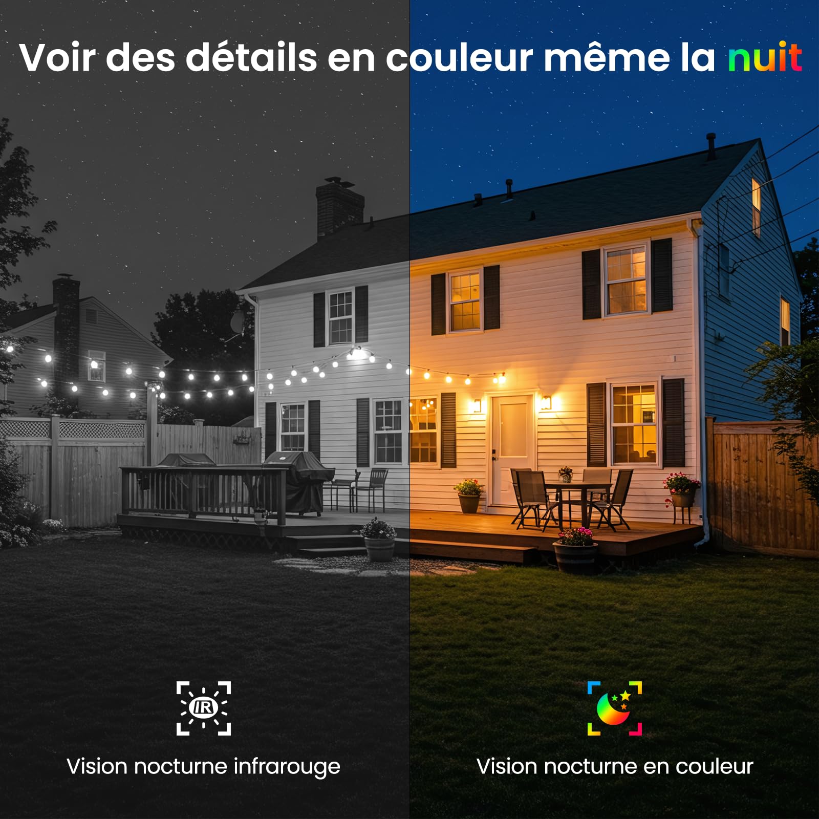 INFIYA 2K Camera Surveillance WiFi Exterieure sans Fil - Camera Exterieur sans Fil Solaire, Alerte Instantanée PIR, Vision Nocturne Couleur, Détection Humaine, 2.4GHz WiFi, Étanche IP65 (Lot de 2)