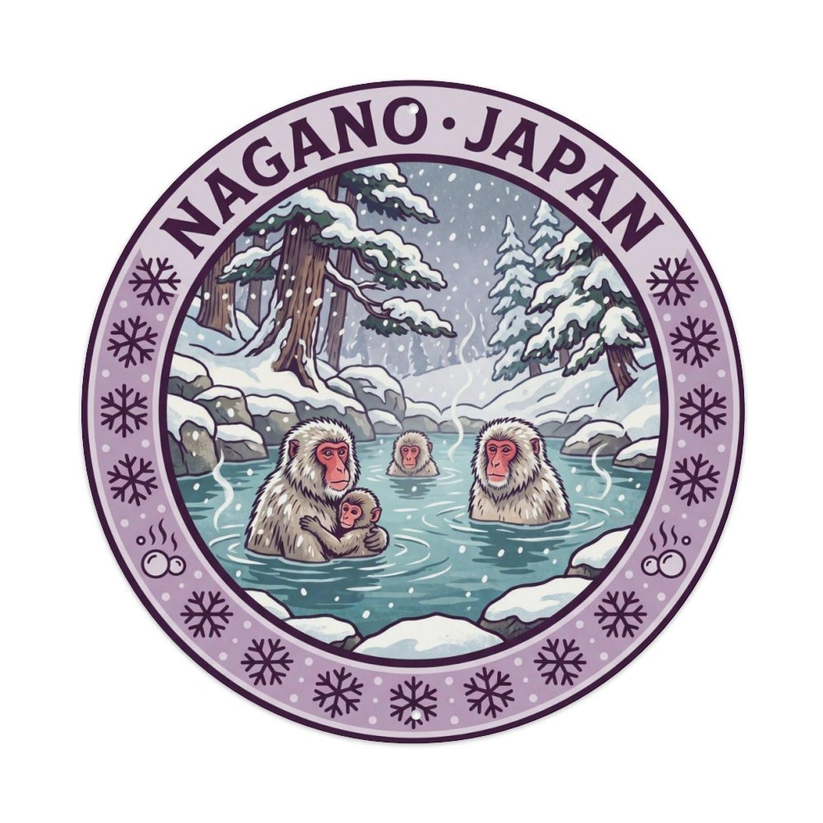 Nagano Monkey Eggplant Island Wildlife Nature Journey Metal Tin Sign