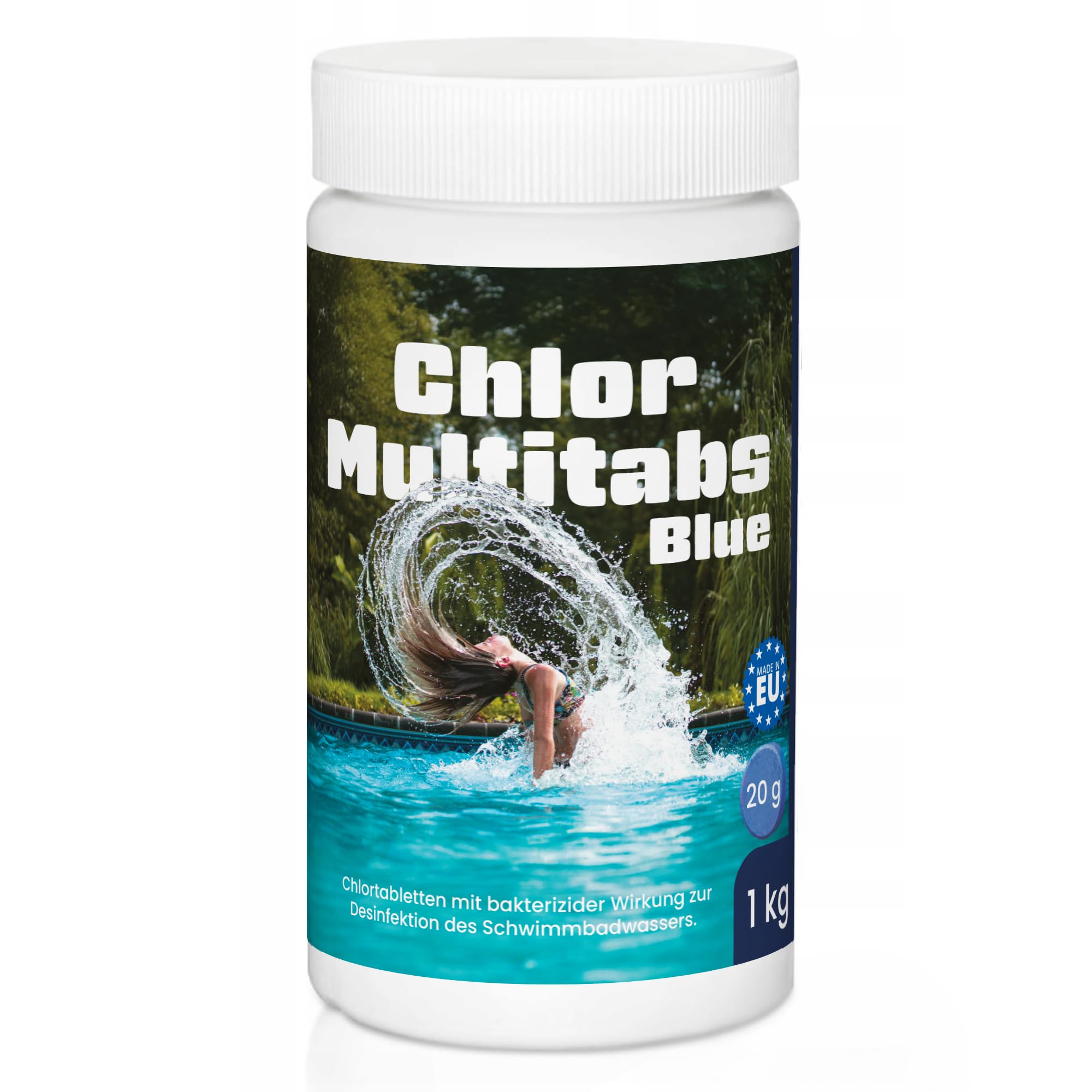 Chlor Multitabletten 11 in 1 Blue – 1kg Eimer mit 20g Tabletten – Langsam löslich für Pool & Whirlpool – Komplettpflege gegen Algen, Trübung, Kalk & Bakterien