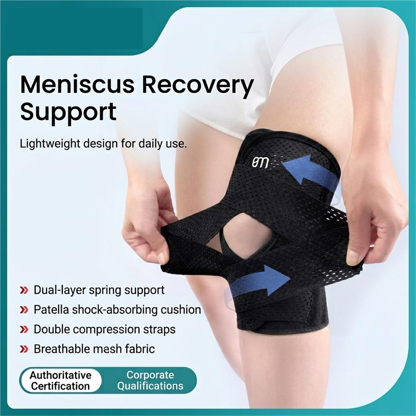 Kniebandage für Damen und Herren, verstellbar, mit seitlichen Stabilisatoren, geeignet zum Laufen, Fußballspielen, Basketballspielen, bei Meniskusriss, Arthritis, Kreuzbandschmerzen, einzelnes Kn