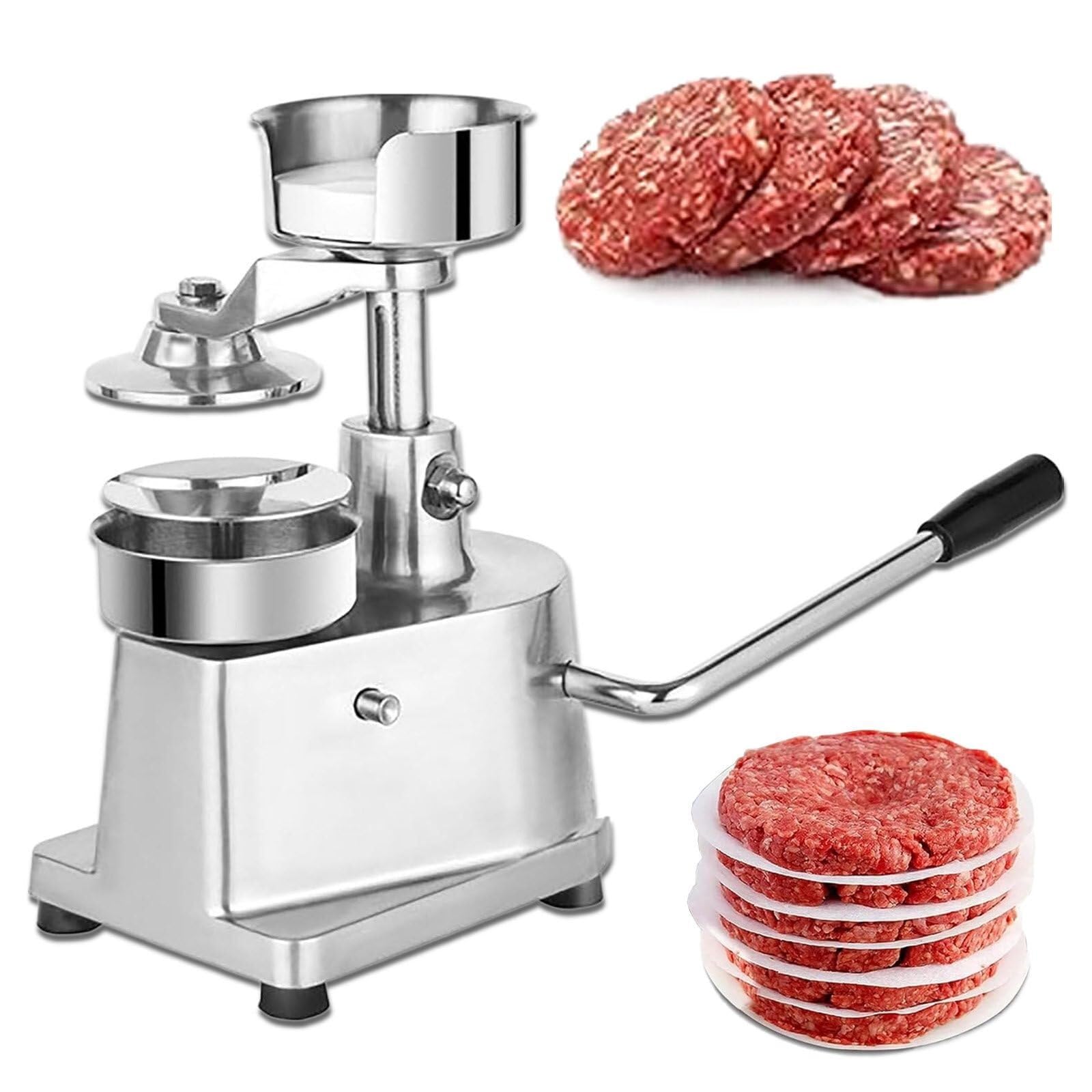 DFEDHF Burger Patty Maker 4inch 5inch 6inch, Home Manual Burger Forming Machine, Manual Burger Press Machine, with 200 Pcs Patty Papers, 4 Inch