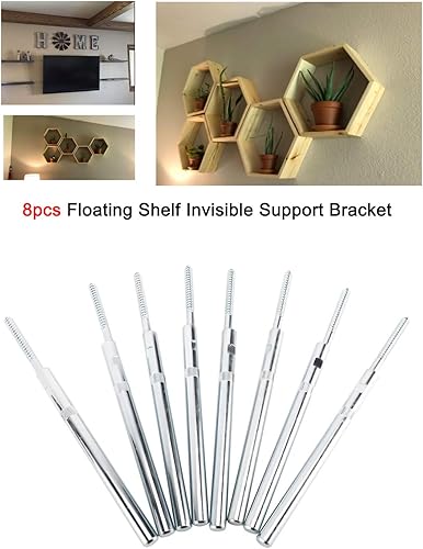 Miniatura 4 de Artilife Kit de 8 soportes de estante flotantes ocultos, soporte de metal invisible montado en la pared para bricolaje (8.858 in)