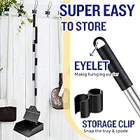 Vista 8 de Juego de recogedor de excrementos de perro, bandeja y pala para perros, cuchara ajustable de metal de mango largo con cubo para eliminar desechos