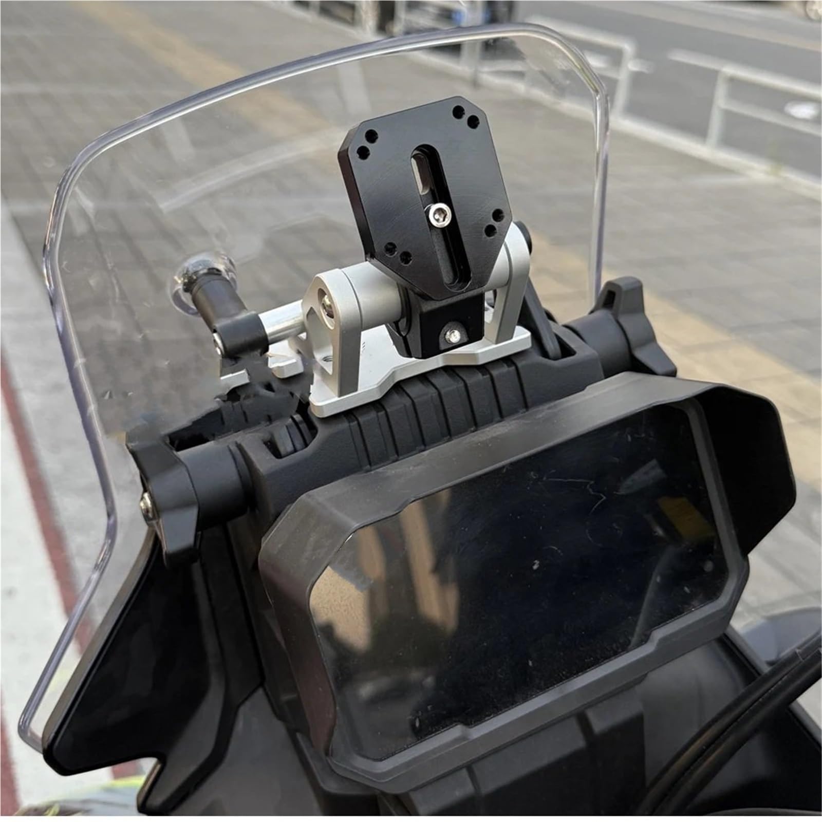Uchwyt motocyklowy GPS do nawigacji na telefon komórkowy, CNC, aluminiowy, uchwyt rejestratora jazdy, pasujący do CFMOTO 450MT 2024 Uchwyt do nawigacji GPS uchwyt(Black)