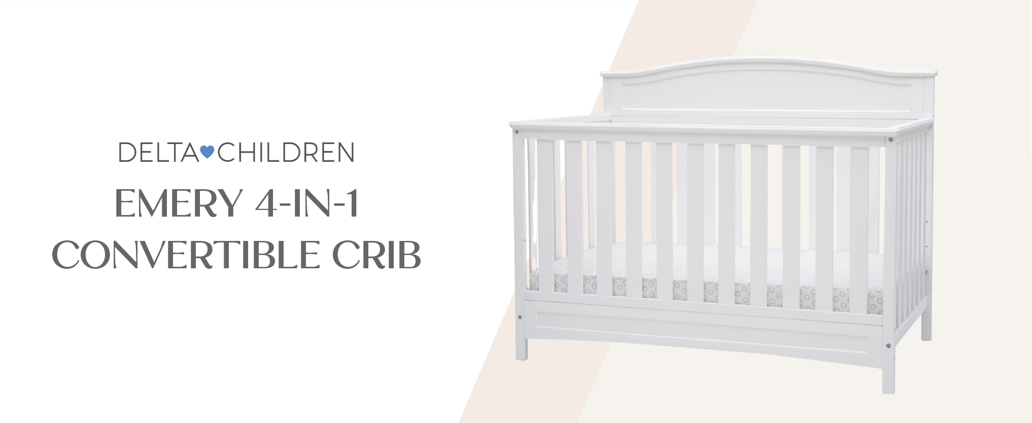 Amazon.com : Delta Children Emery 4-in-1 Convertible Baby Crib - Greenguard  Gold Certified, White : Baby