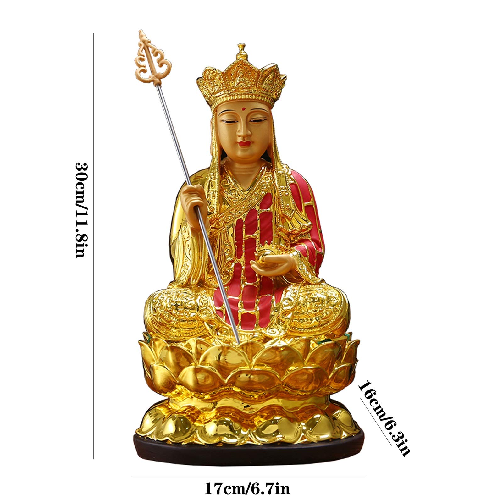 Statue di Buddha Ornamenti di Buddha stile cinese for garantire la sicurezza Feng Shui Decor Decor Statue da collezione Figurine da collezione 11.8 pollici Buoni regali fortunati Decorazione Feng Shui