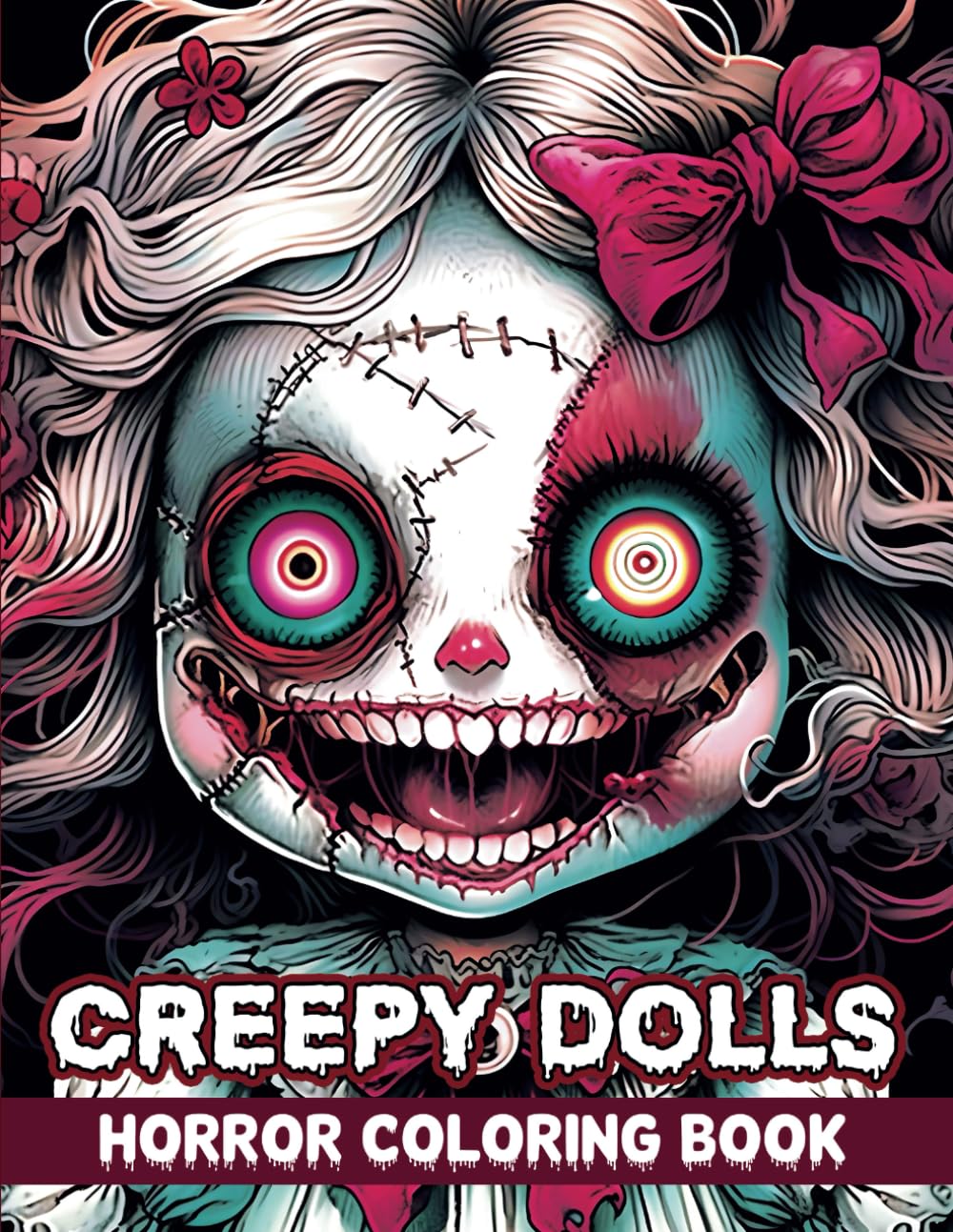 Creepy Dolls A Horror Adult Coloring Book: Spooky and Scary Dark Fantasy Drawings for Adults and Teens, Stress Relief and Relaxation