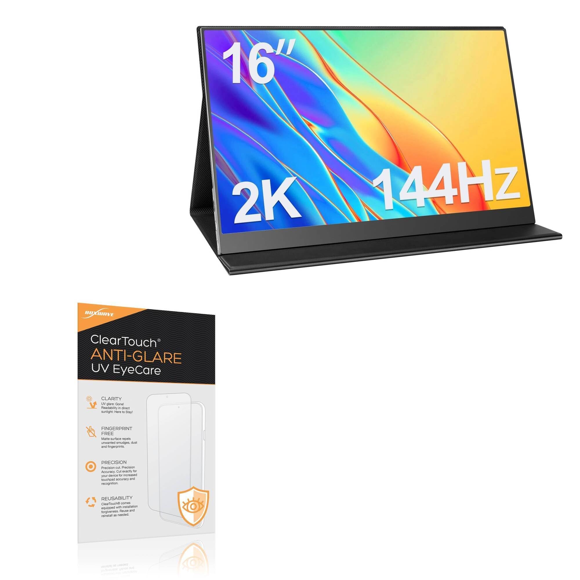 BoxWave Screen Protector Compatible With Lasitu Portable Monitor 2K (16 in) - ClearTouch Anti-Glare Anti-UV EyeCare (2-Pack), Filters out Harmful Blue Light Reduce Fatigue