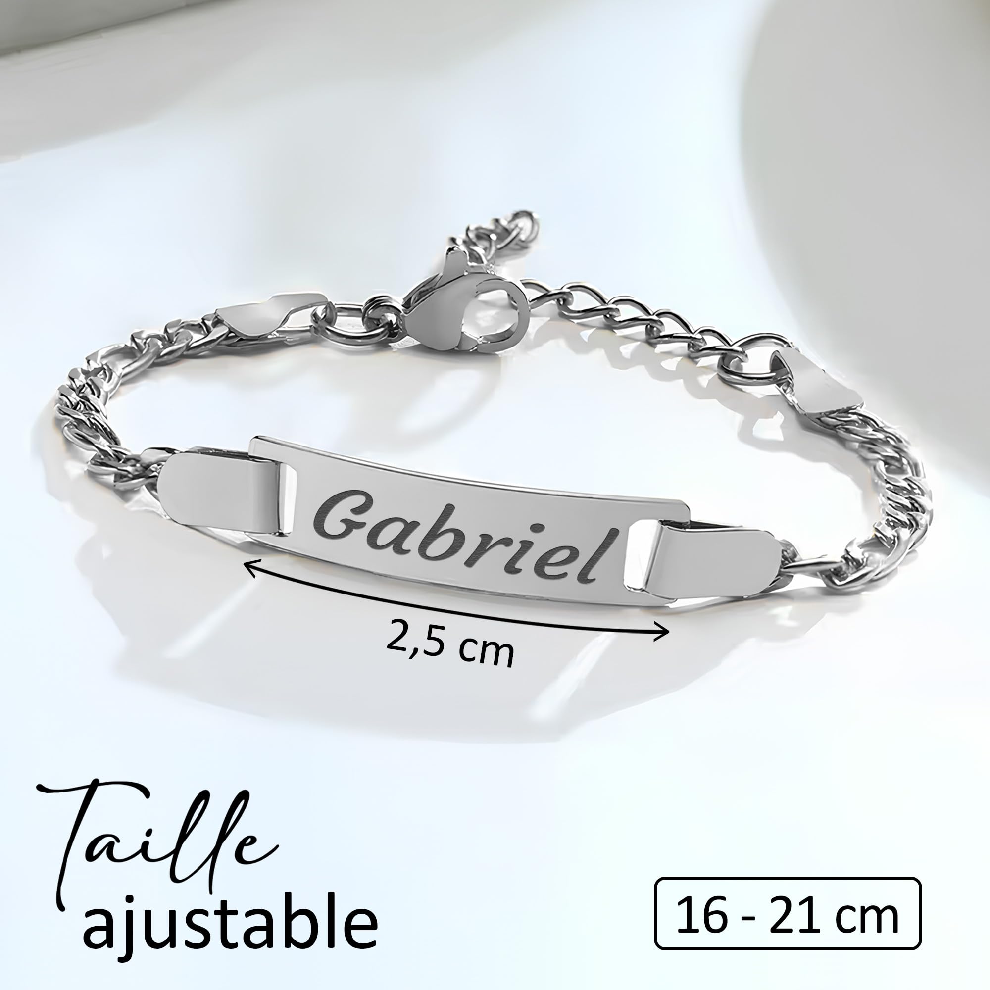KDO MAGIC – Gourmette enfant personnalisable – Bracelet bébé avec gravure – Gourmette doré ou argent personnalisée - Prénom gravé – Idée cadeau bébé, enfant, cadeau de baptême, naissance